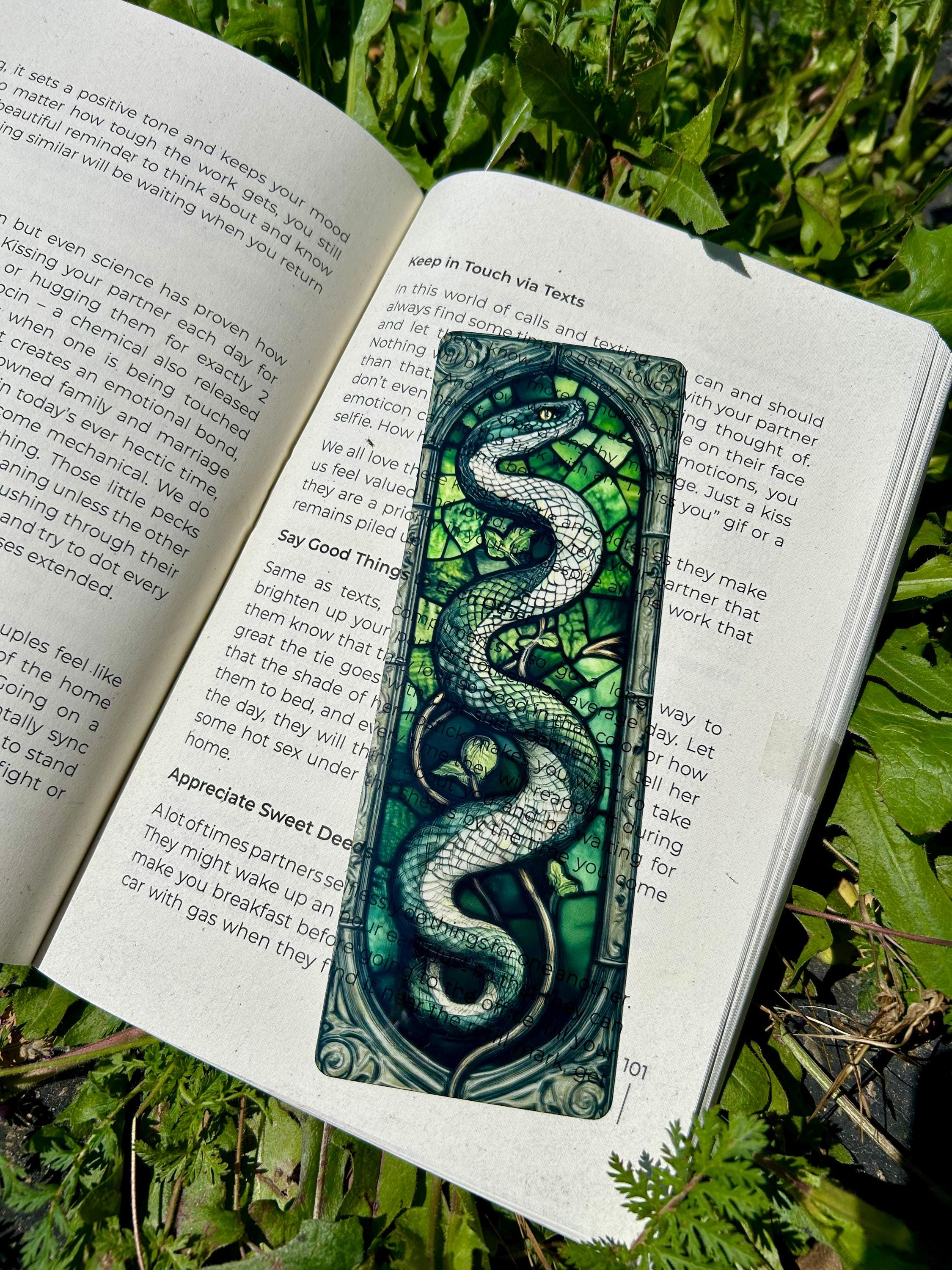 Cunning Serpent Bookmark – H. Potter Inspired, Slyth. House Art erin, Unique Gift for Potter heads & Book Lovers