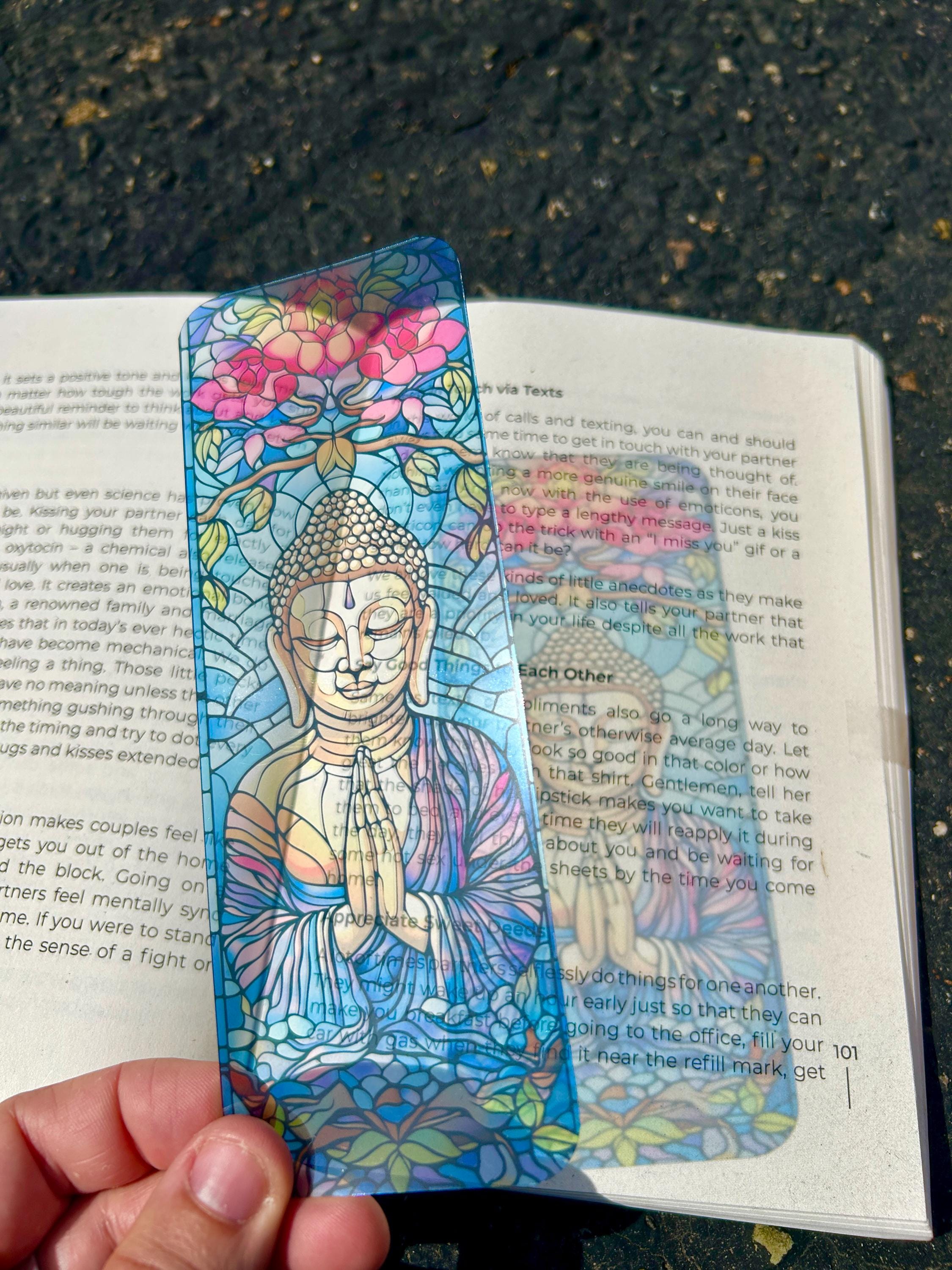 Stained Glass Buddha Meditation Bookmark – Tranquil Buddha Design, Spiritual Peace Bookmark for Mindfulness & Meditation Lovers