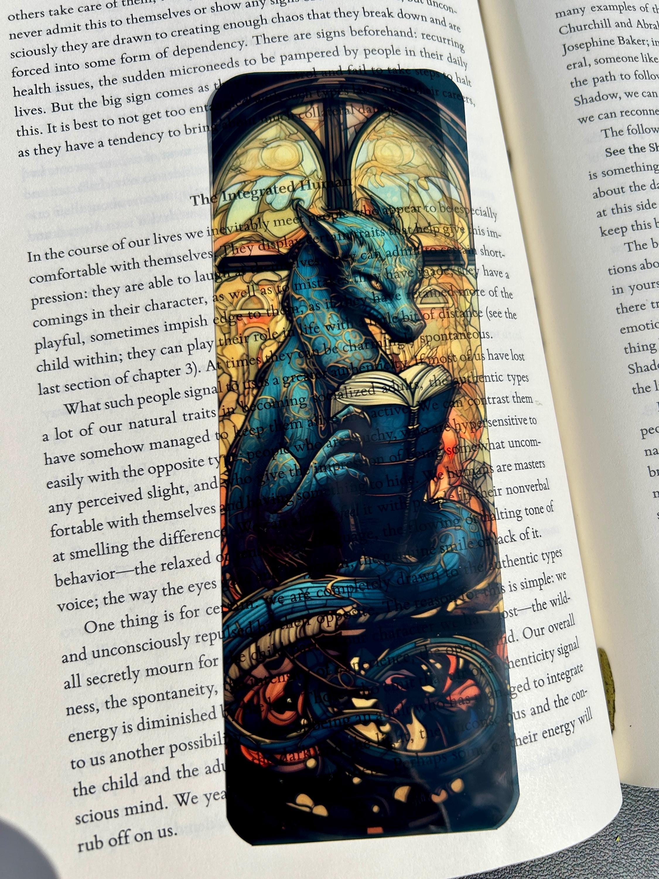 Dragon Stained Glass Bookmark, Fantasy Book Reader Gift, Transparent Magical Book Accessories, Fantasy Book Club Birthday Gift Idea