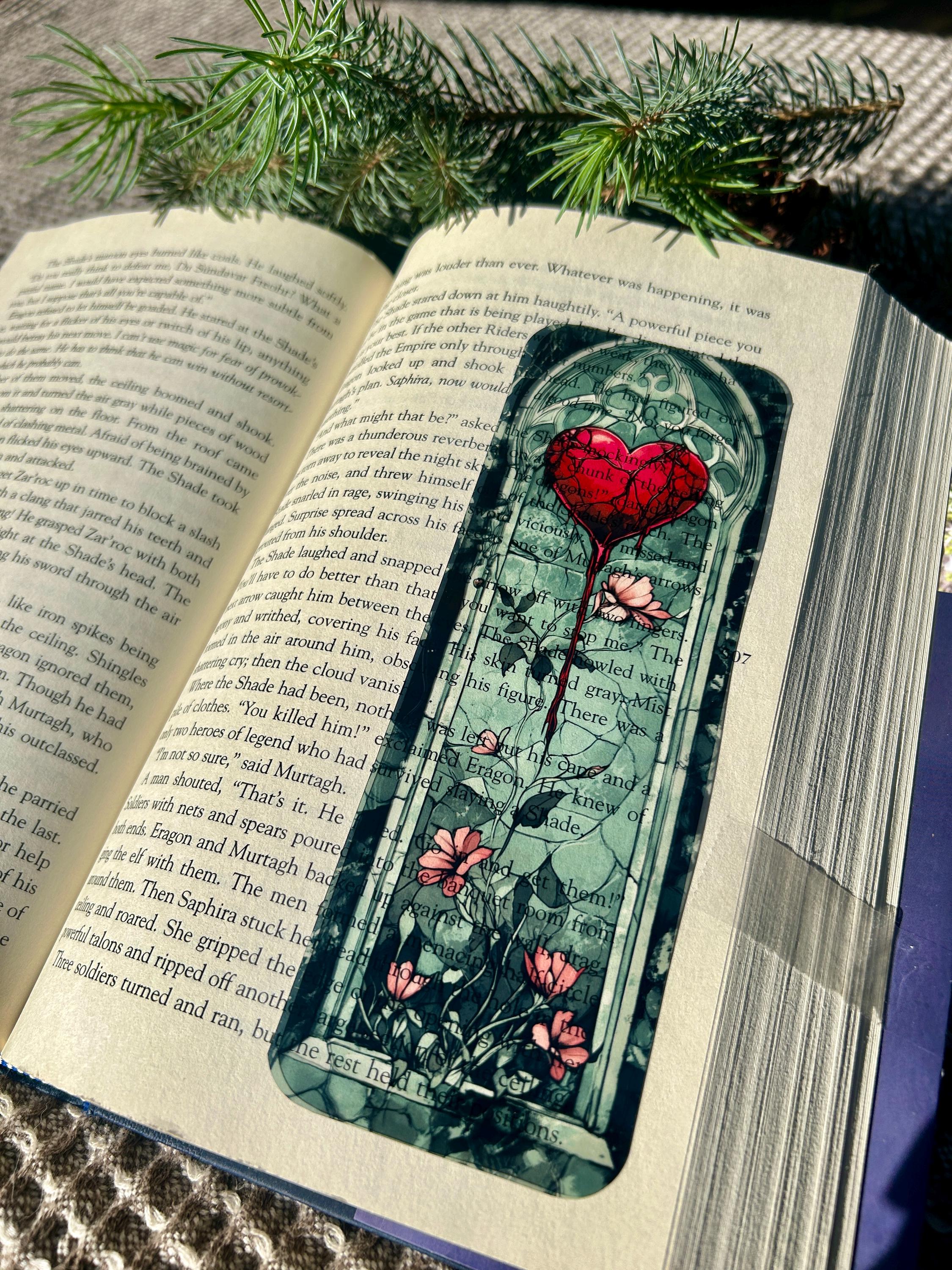 Gothic Anatomical Heart & Wildflower Bookmark – Romantic Dark Academia Book Accessory