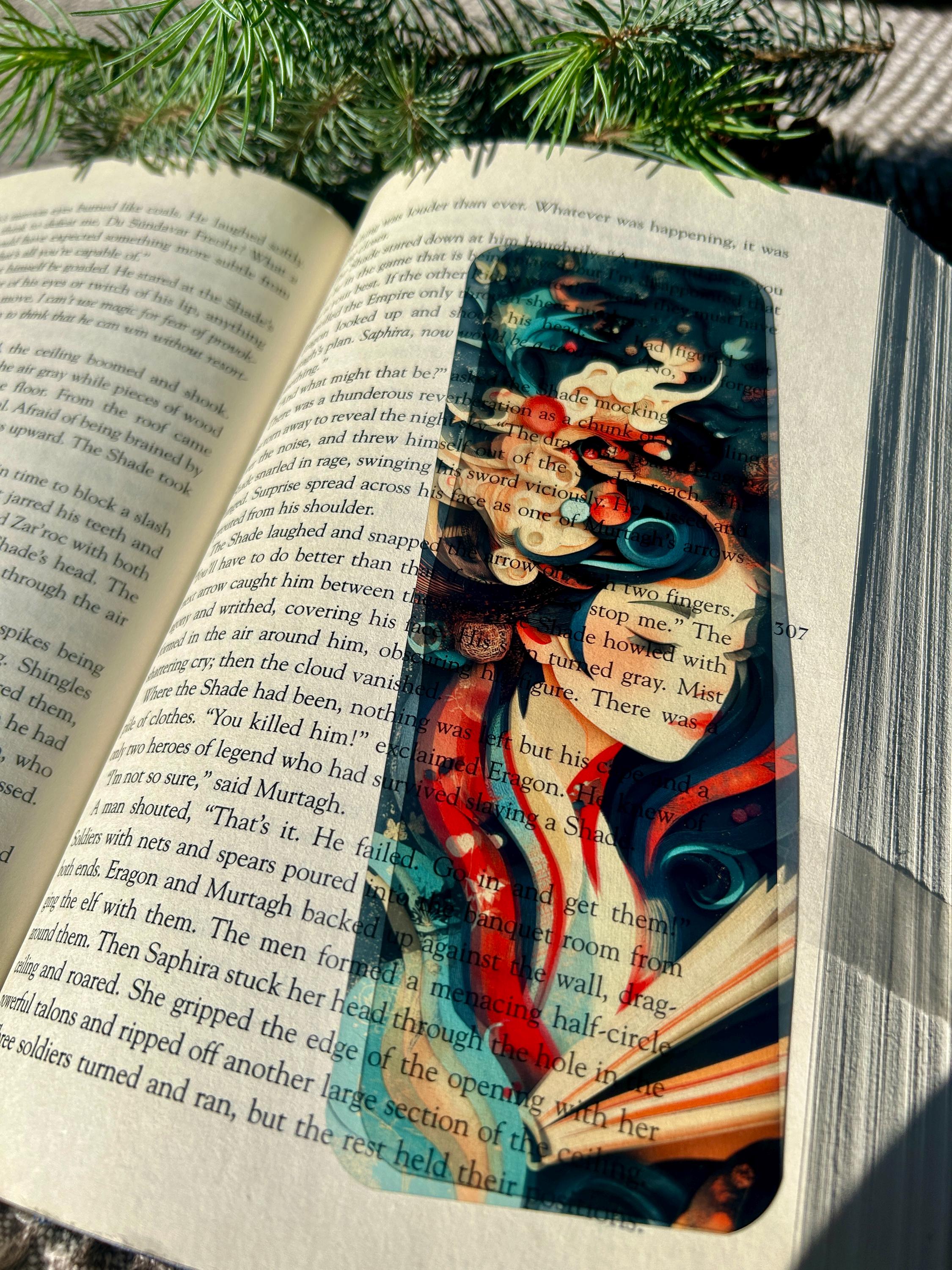 Geisha Fantasy Art Bookmark with Abstract Geisha Illustration – Glossy Laminated Magnetic Bookmark for Book Lovers, Readers