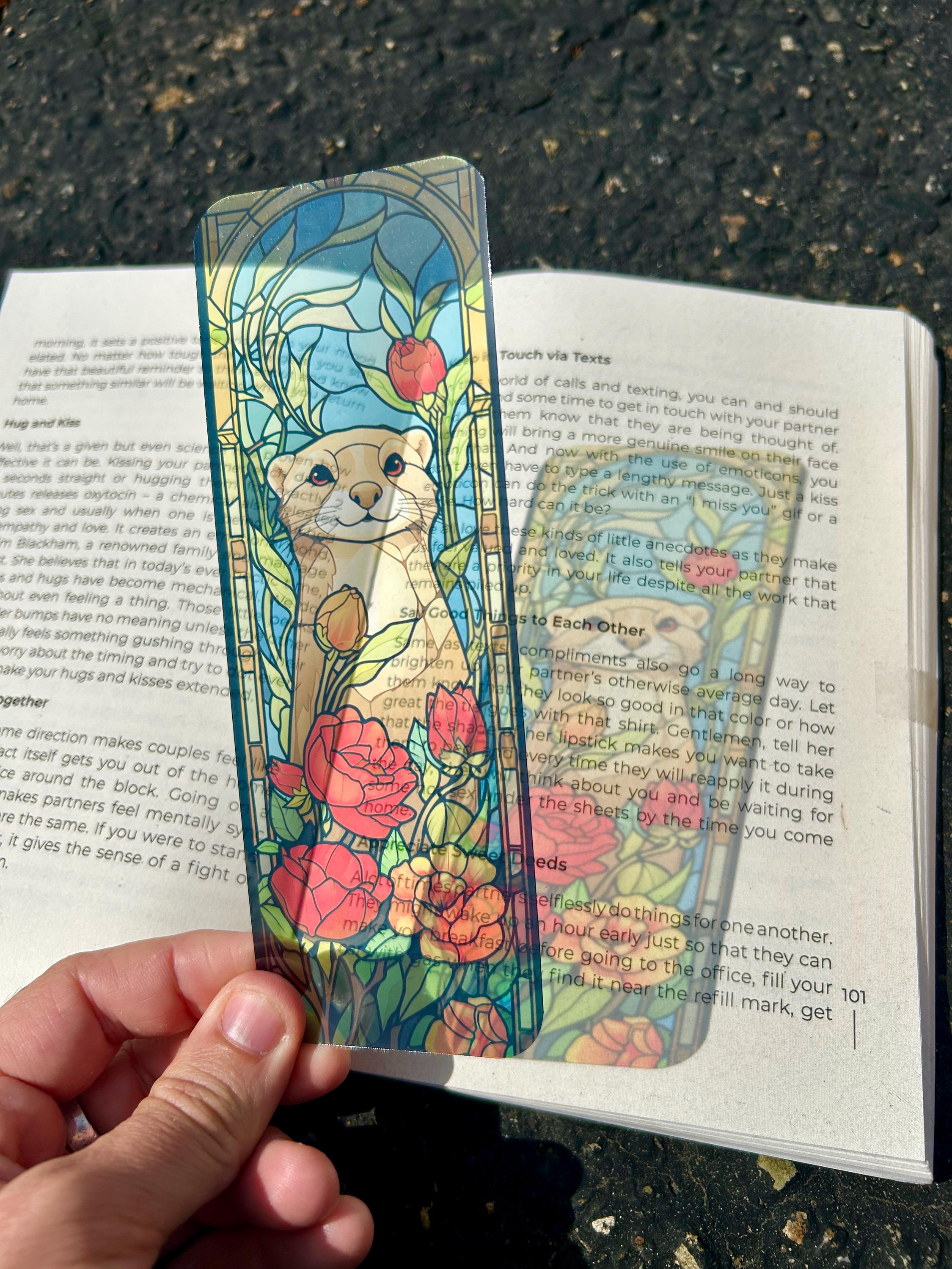 Cute Otter in Rose Floral Bookmark – Adorable Otter Design with Beautiful Floral Accents, Perfect Gift for Animal Lovers