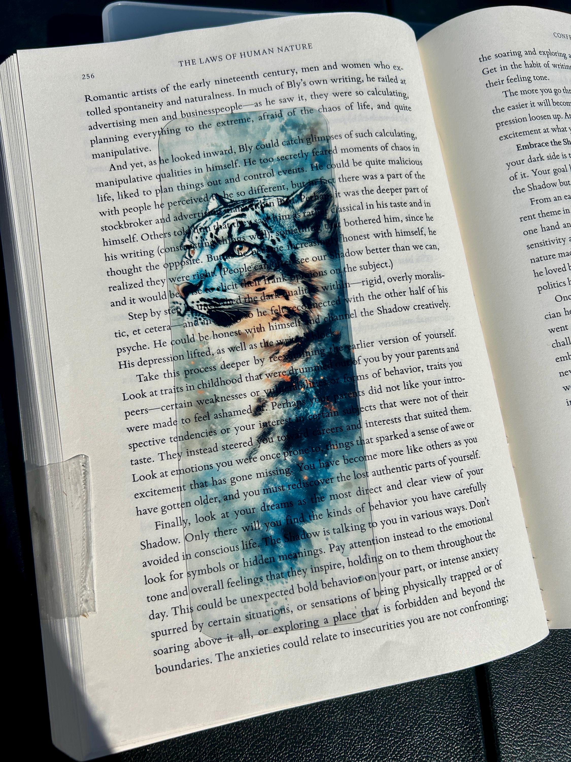 Snow leopard bookmark - Majestic feline art for readers and nature lovers