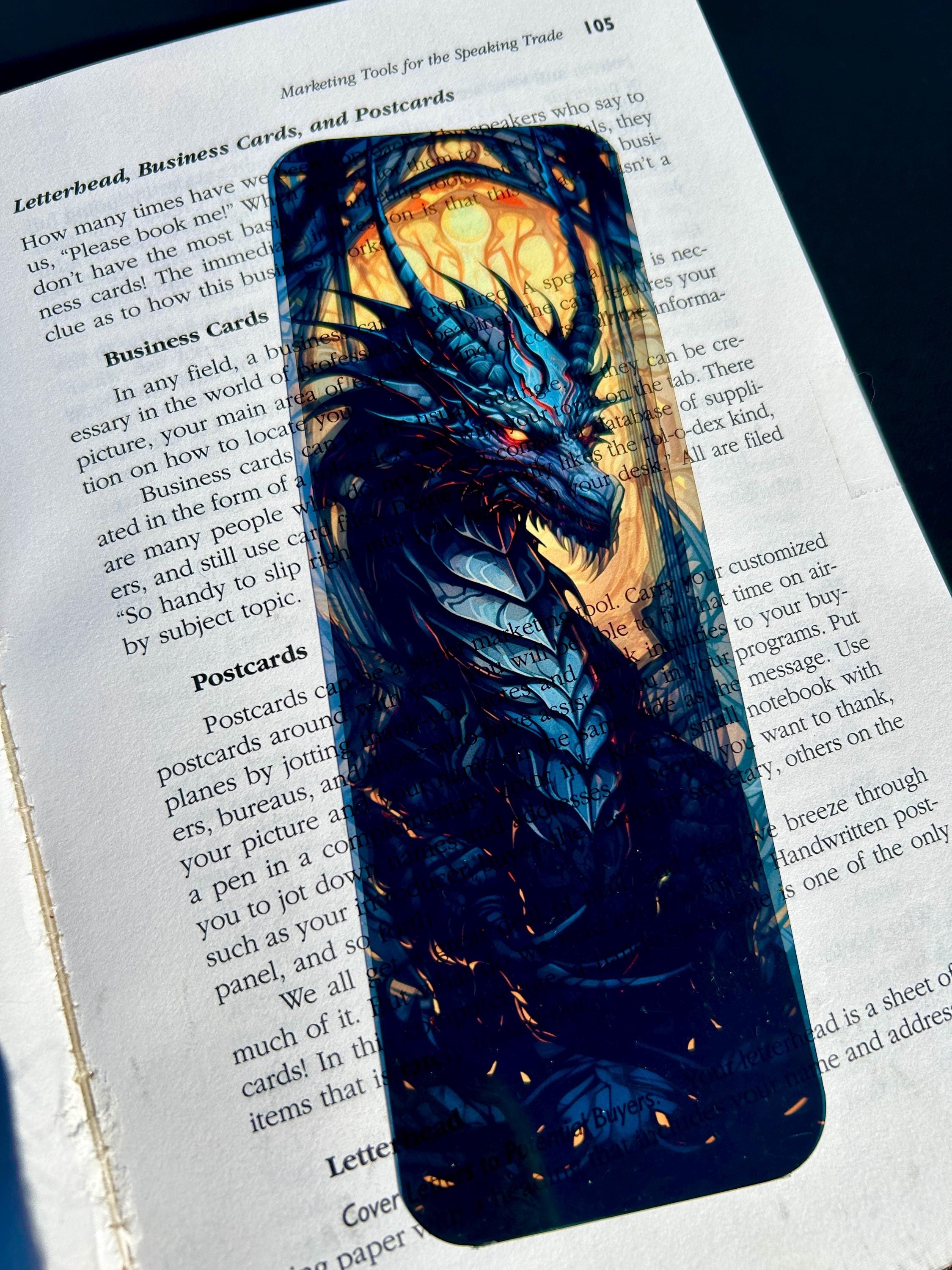 Black Dragon Bookmark – Bookmark with stained glass effect, Dark Magic Creature Bookmark Gift for Men Bookmark gift