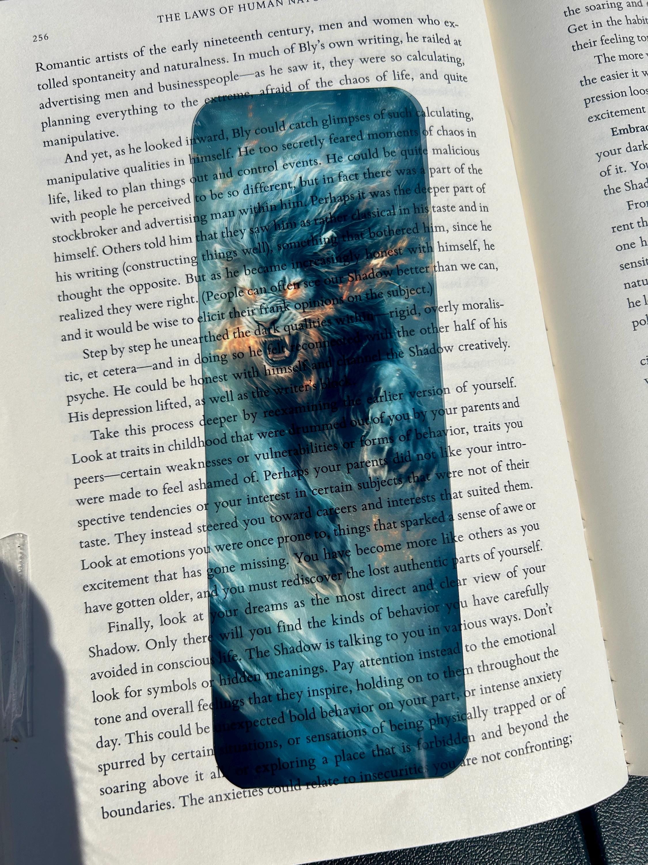 Fire-Charged Chimera Bookmark with Glowing Lion Head – Epic Fantasy Creature Art for Myth Lovers, Dark Fantasy Readers