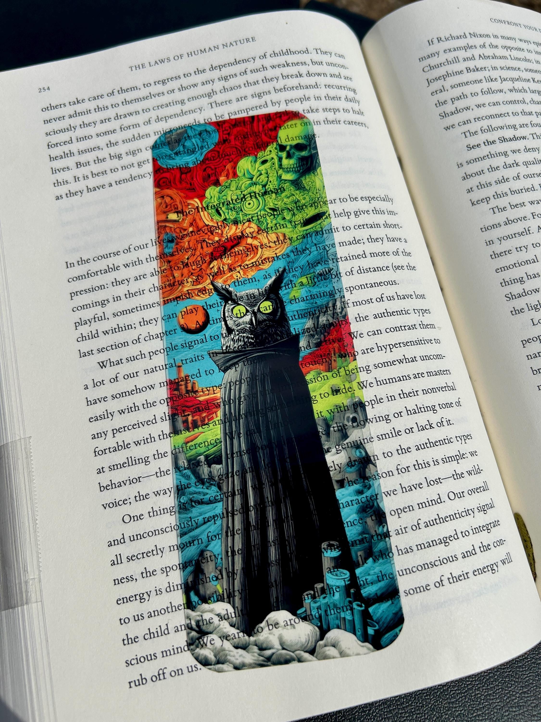Psychedelic Owl Wizard Bookmark – Owl Professor | Trippy Fantasy Bookmark