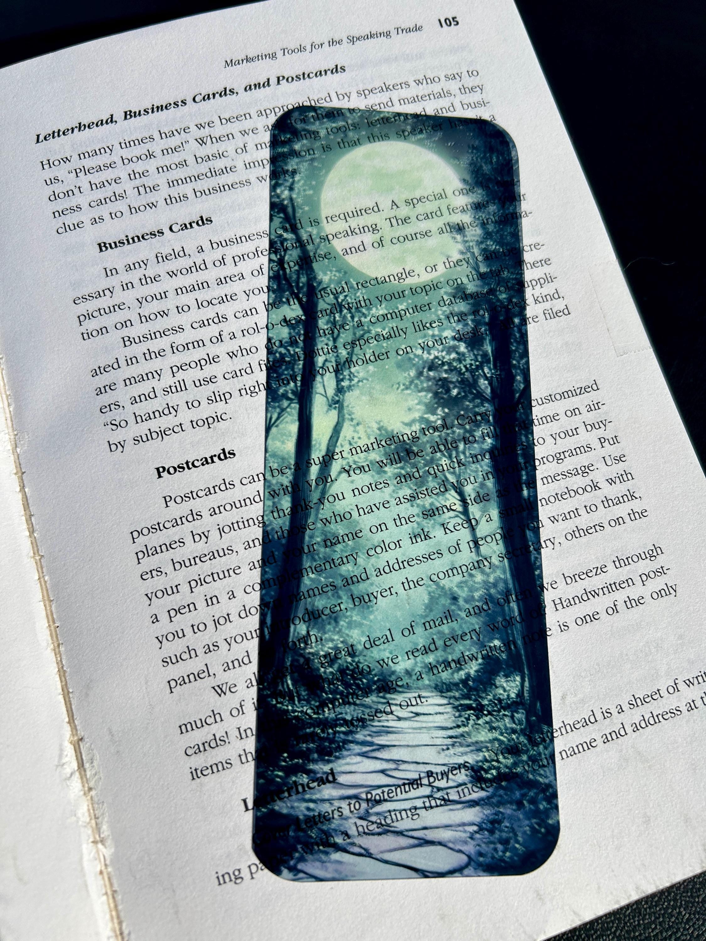 Full Moon Forest Path Bookmark – Serene Green Woods Under Full Moon ...