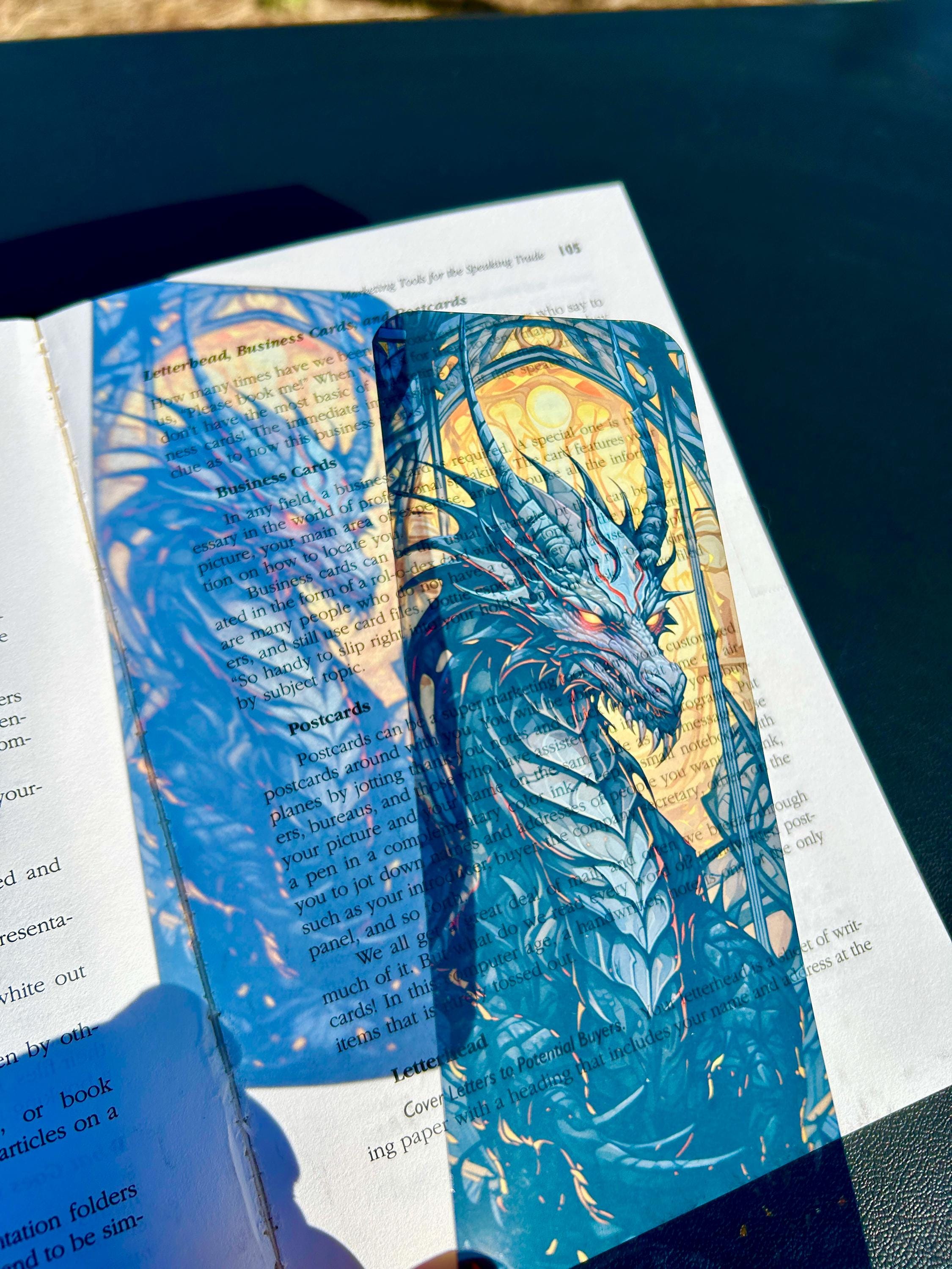 Black Dragon Bookmark – Bookmark with stained glass effect, Dark Magic Creature Bookmark Gift for Men Bookmark gift