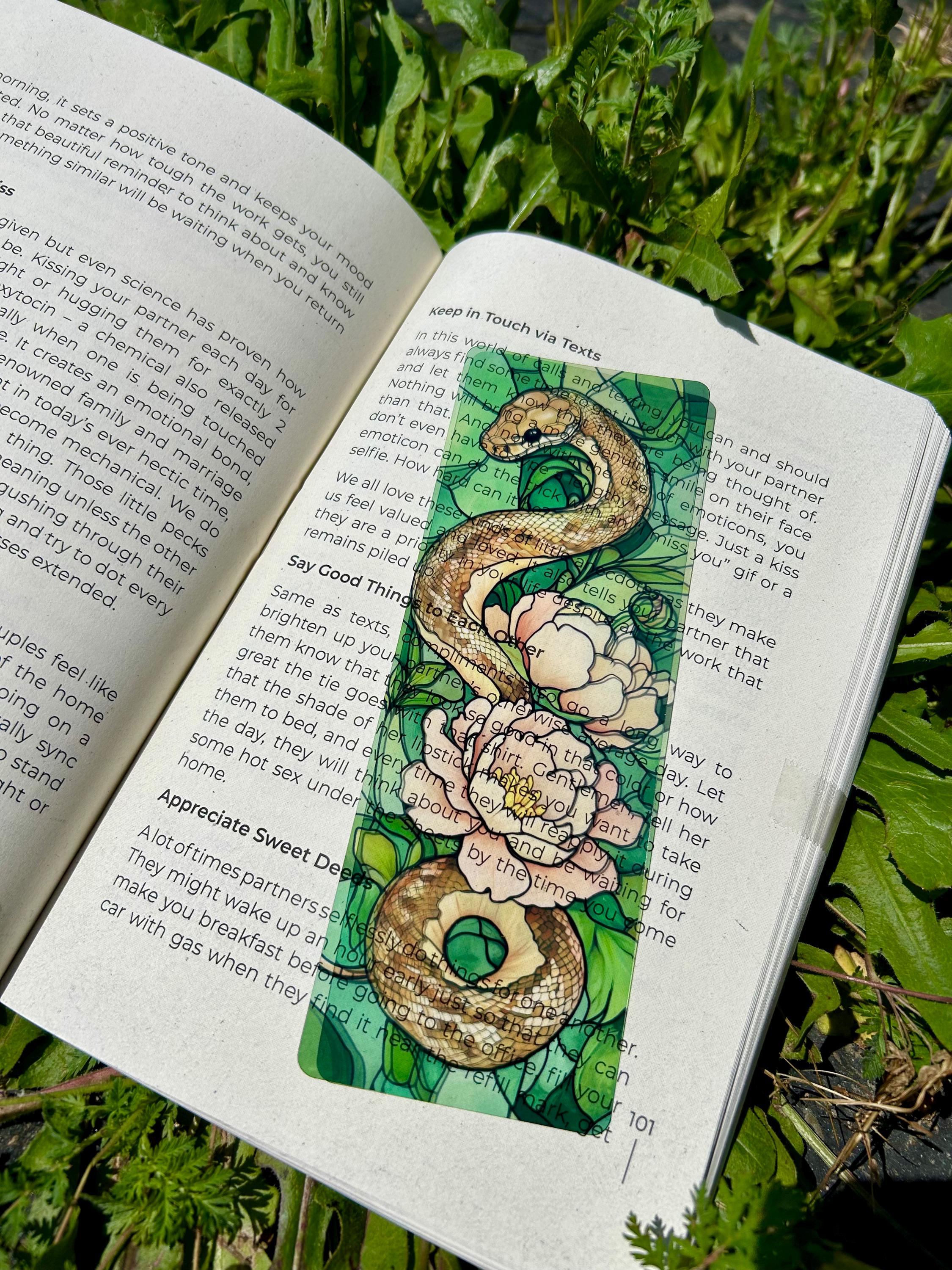 Stained Glass Ball Python Bookmark - Handmade Snake Gift, Reptile Lover Gift, Unique Book Accessory, Exotic Pet Owner Gift