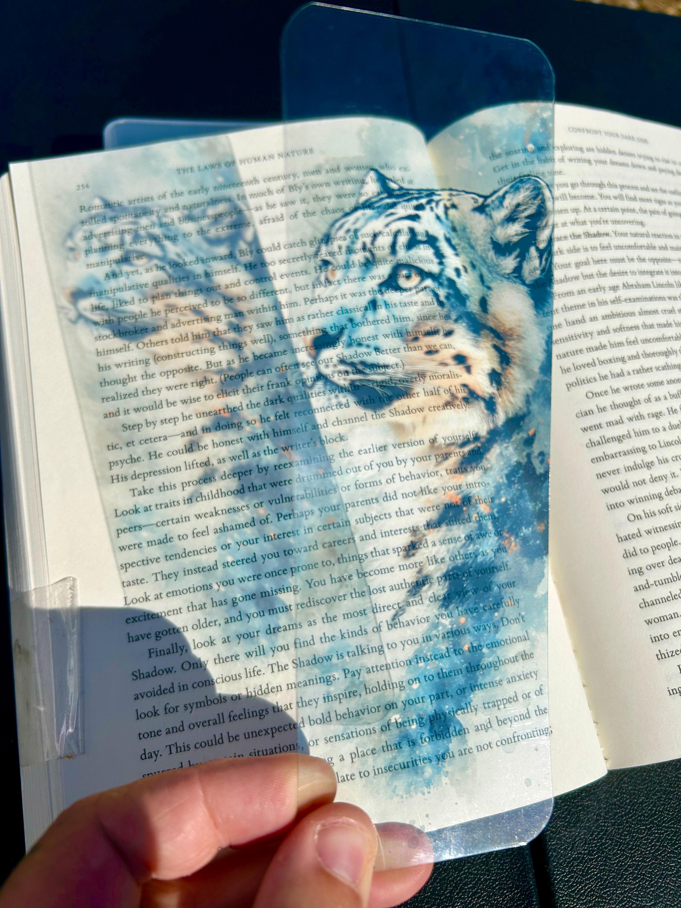 Snow leopard bookmark - Majestic feline art for readers and nature lovers