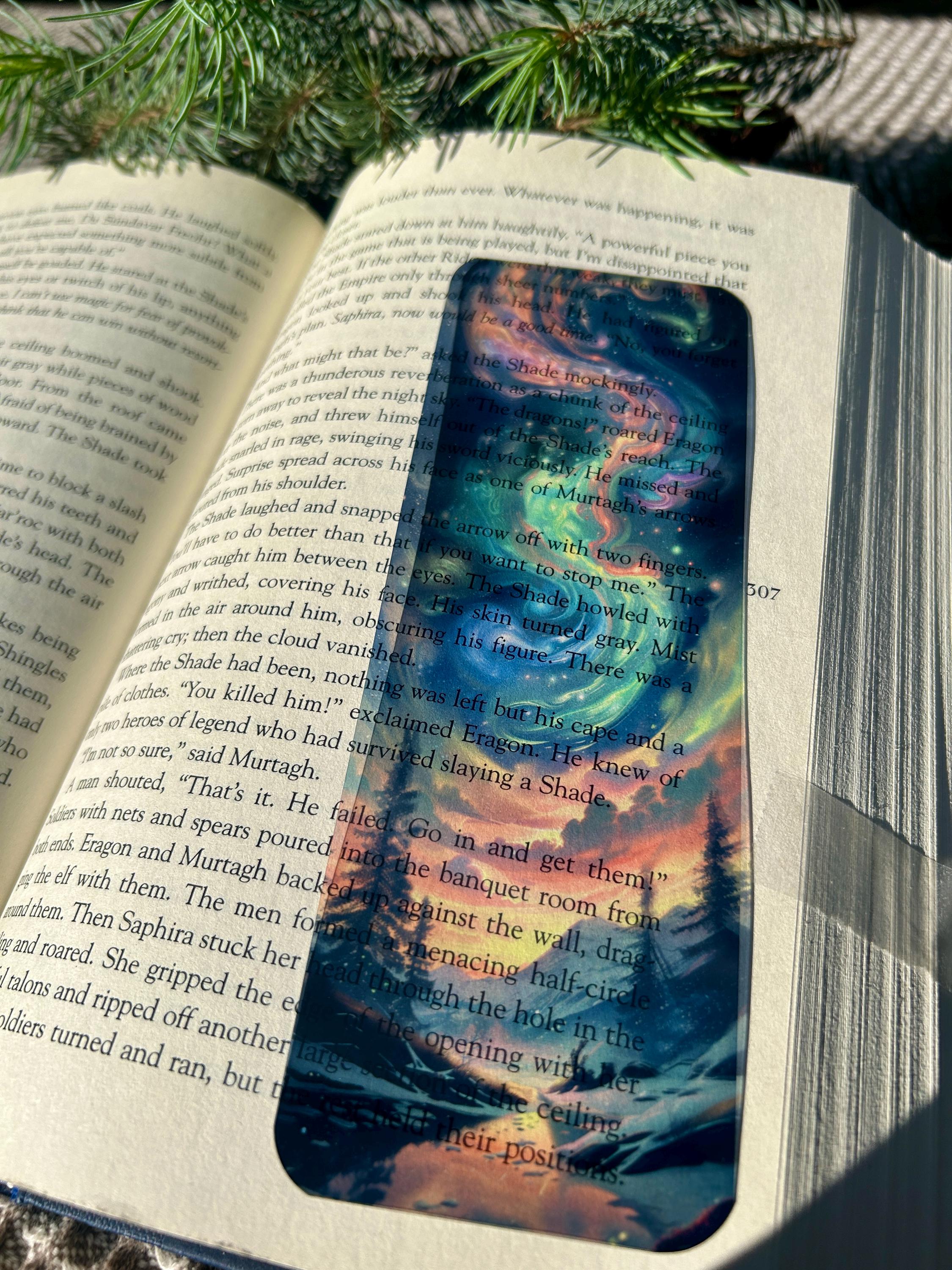 Northern Lights Forest Bookmark for Book Lovers | Handmade Aurora Borealis Bookmark | Gift for Nature Lovers | Book Lover Gift