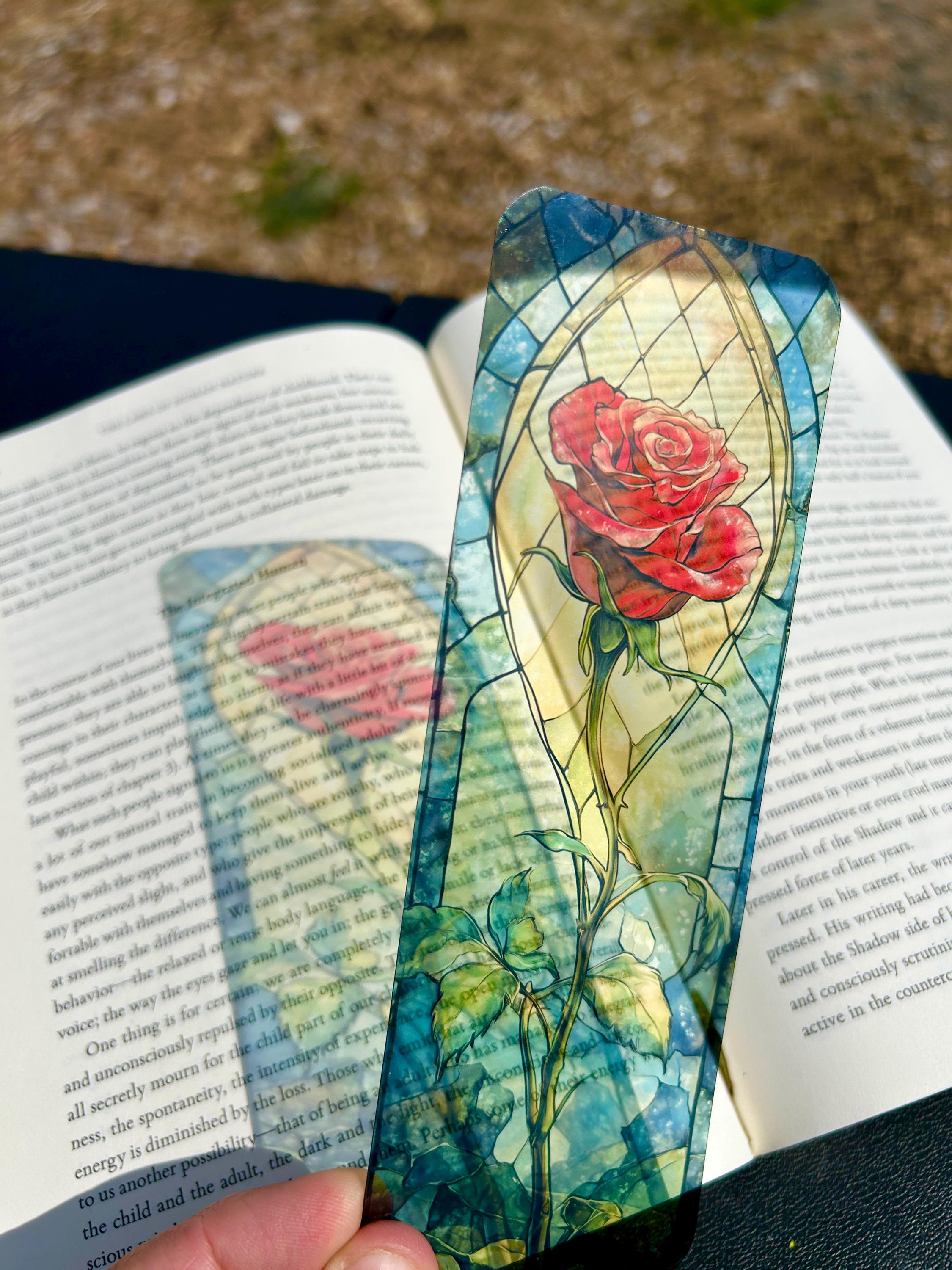Stained Glass Rose bookmark gothic romantic art nouveau gift for book lovers