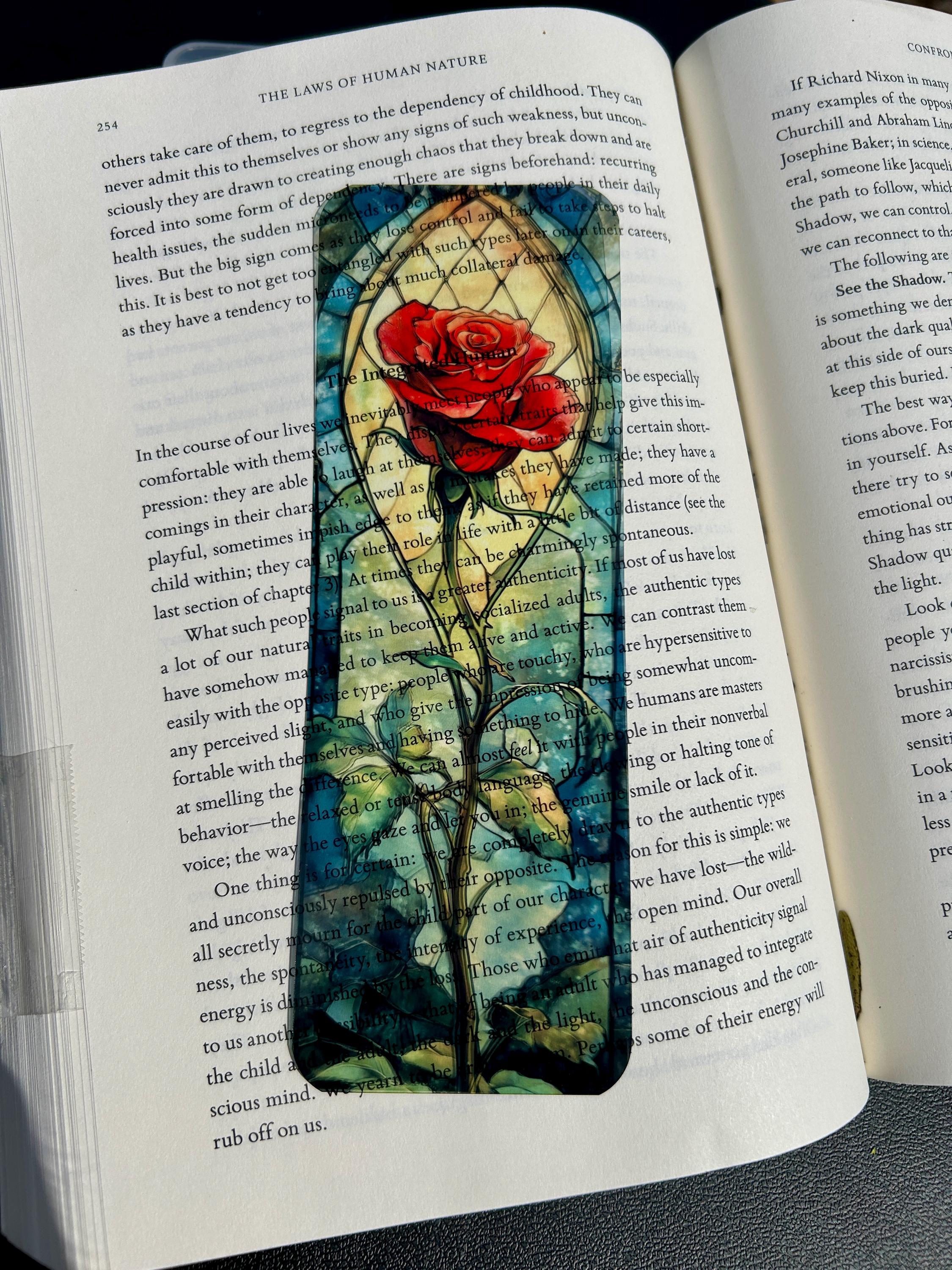 Stained Glass Rose bookmark gothic romantic art nouveau gift for book lovers