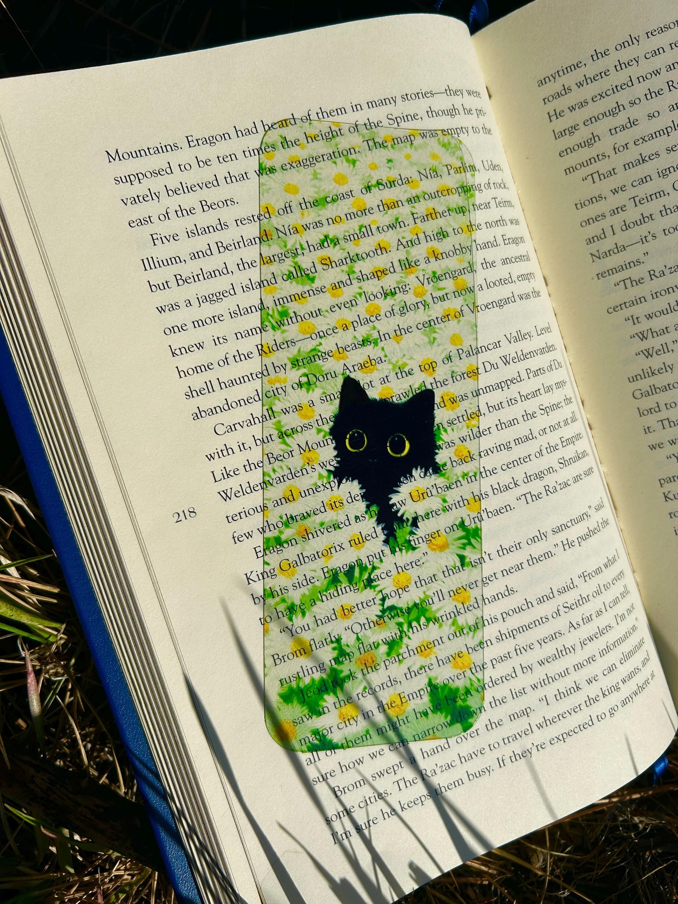 Black Cat in Flowers Sun Catcher & Bookmark