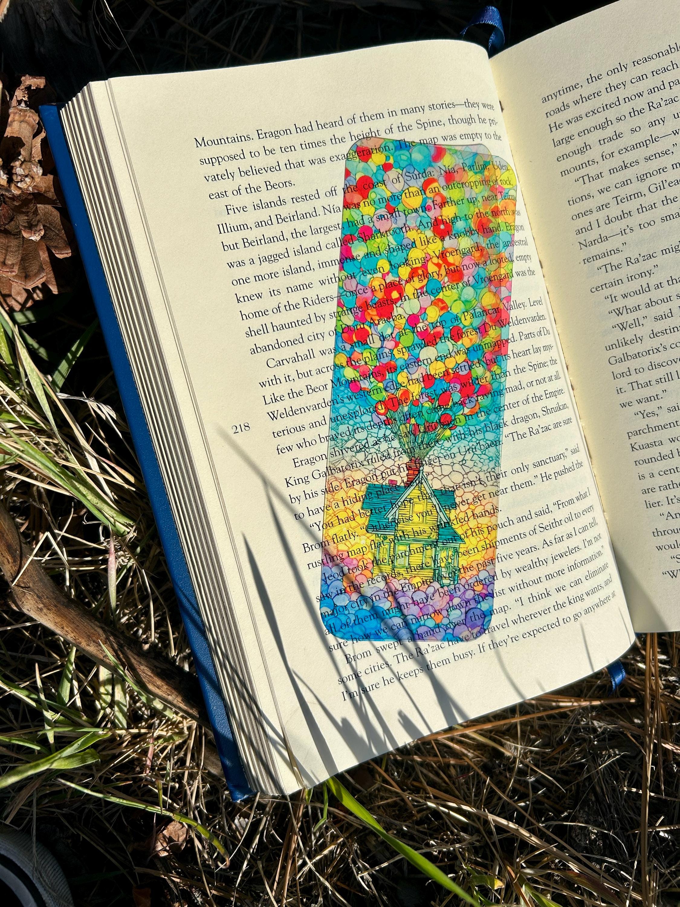 Floating Balloon House Suncatcher Bookmark, Whimsical Flying House Design, Adventure Sky Inspired Bookmark