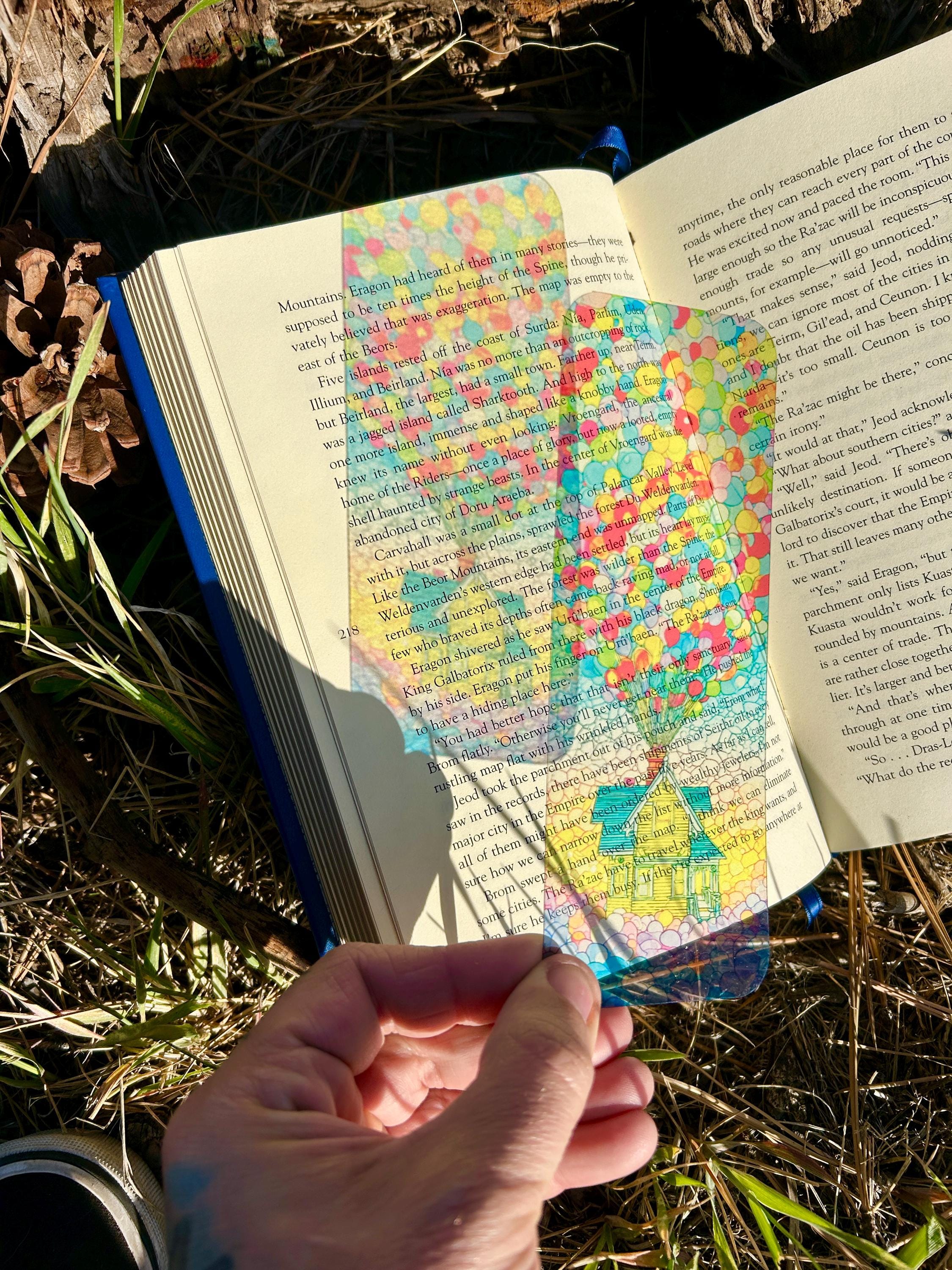 Floating Balloon House Suncatcher Bookmark, Whimsical Flying House Design, Adventure Sky Inspired Bookmark