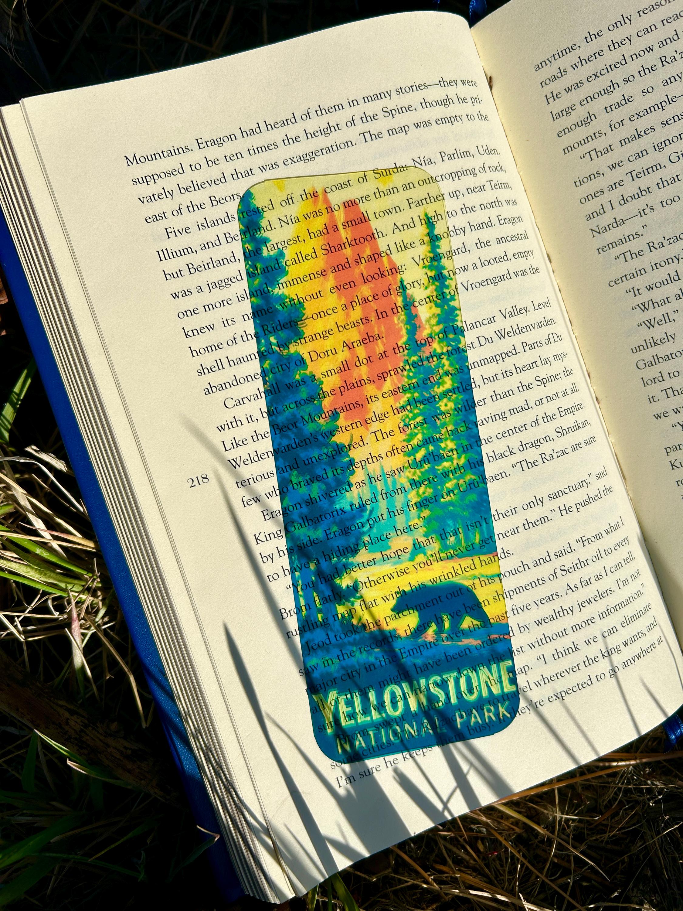 Yellowstone National Park Stained Glass Suncatcher, Nature Landscape Window Art Style, Geyser and Wildlife Inspired Scenic Aesthetic