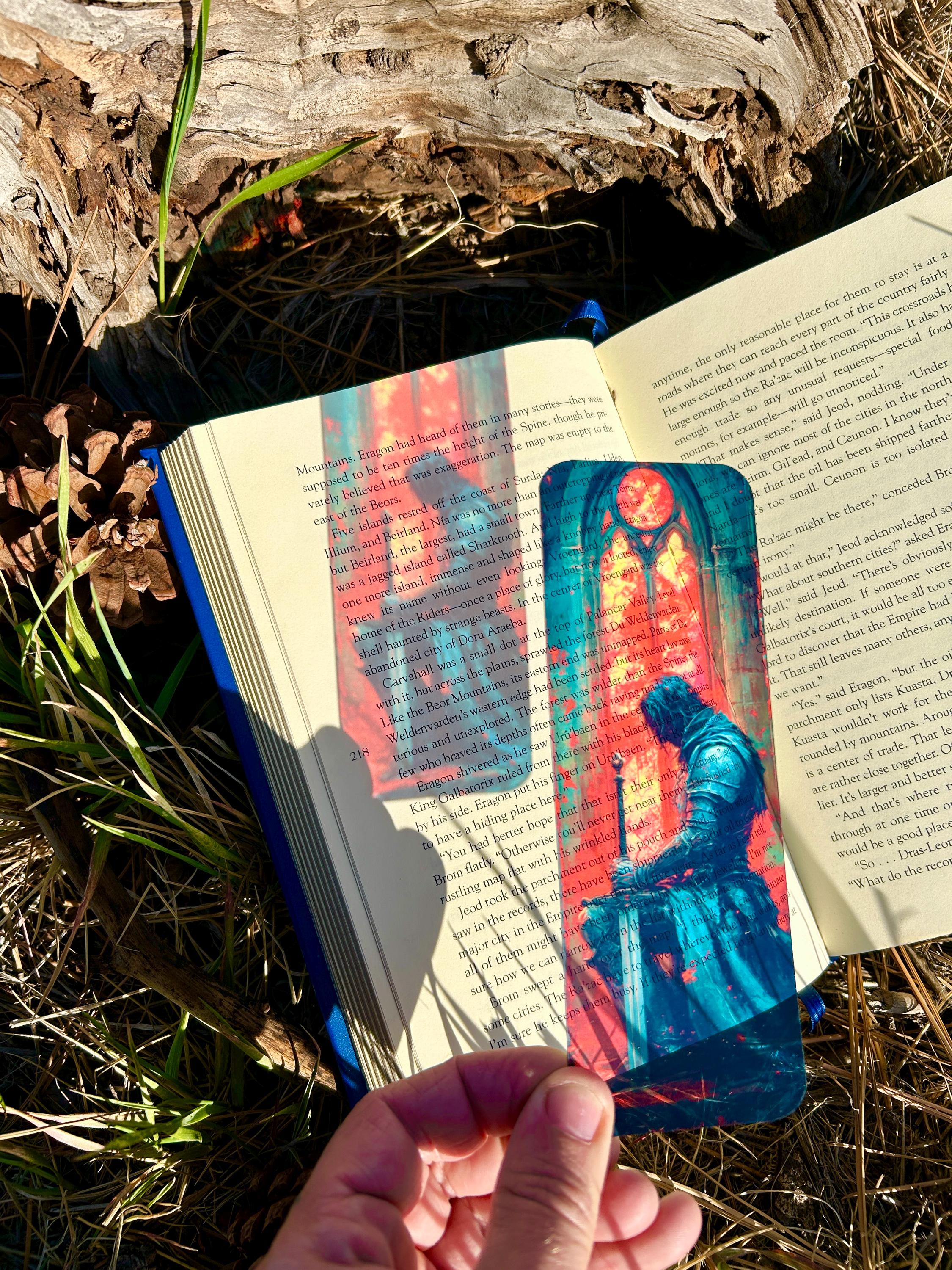 The Fallen Knight: Gothic Stained-Glass Bookmark & Sun Catcher