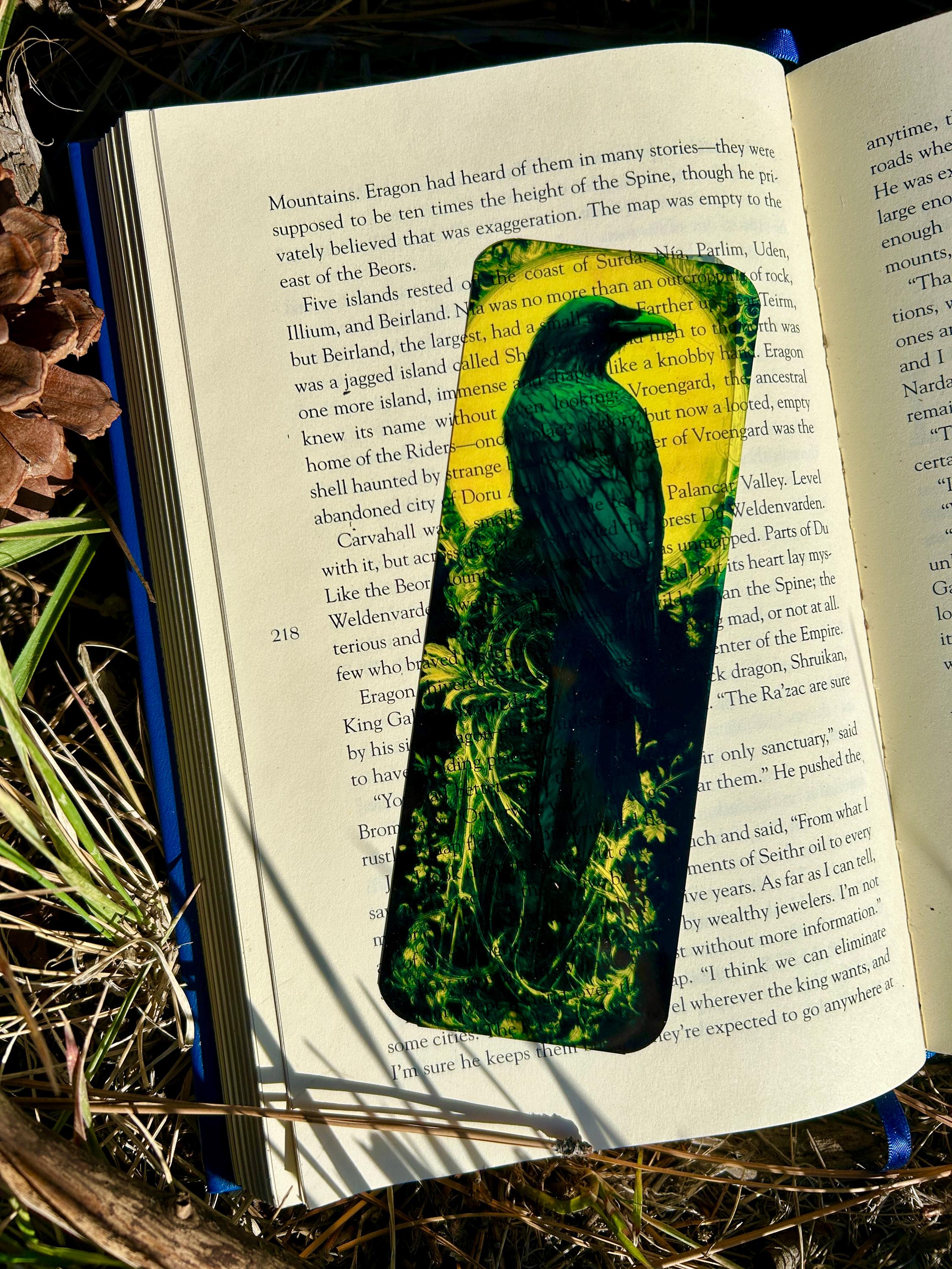 Stained Glass Dark Raven Gothic Suncatcher Black Bird Mystical Nature Inspired Reading Accessory, Dark Aesthetic Gift for Book Lovers