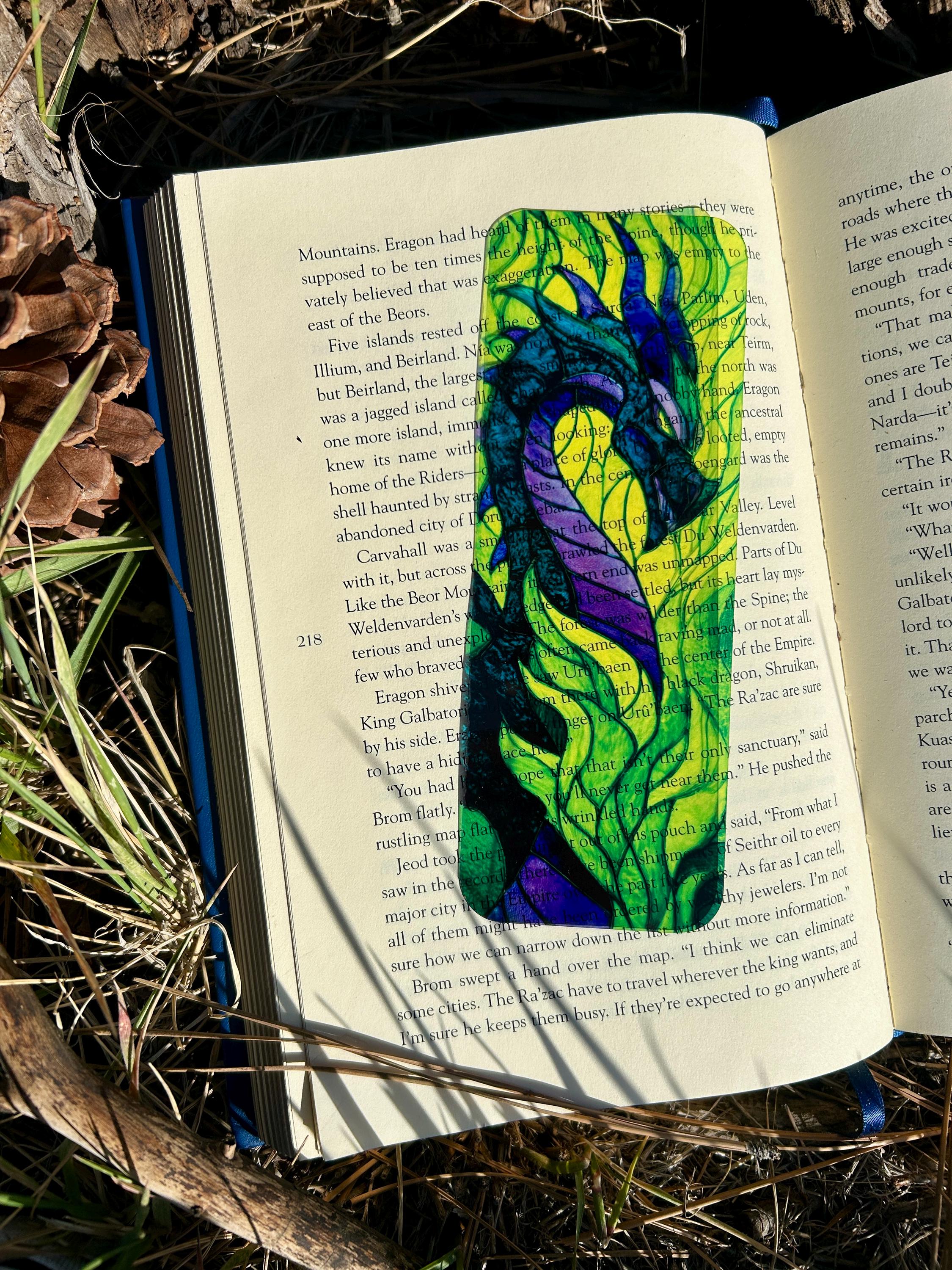 Villain Dragon Suncatcher Bookmark, Sleeping Gothic Beauty Fantasy Dragon, Enchanted Villain Inspired Bookmark, Magical Creature Gift