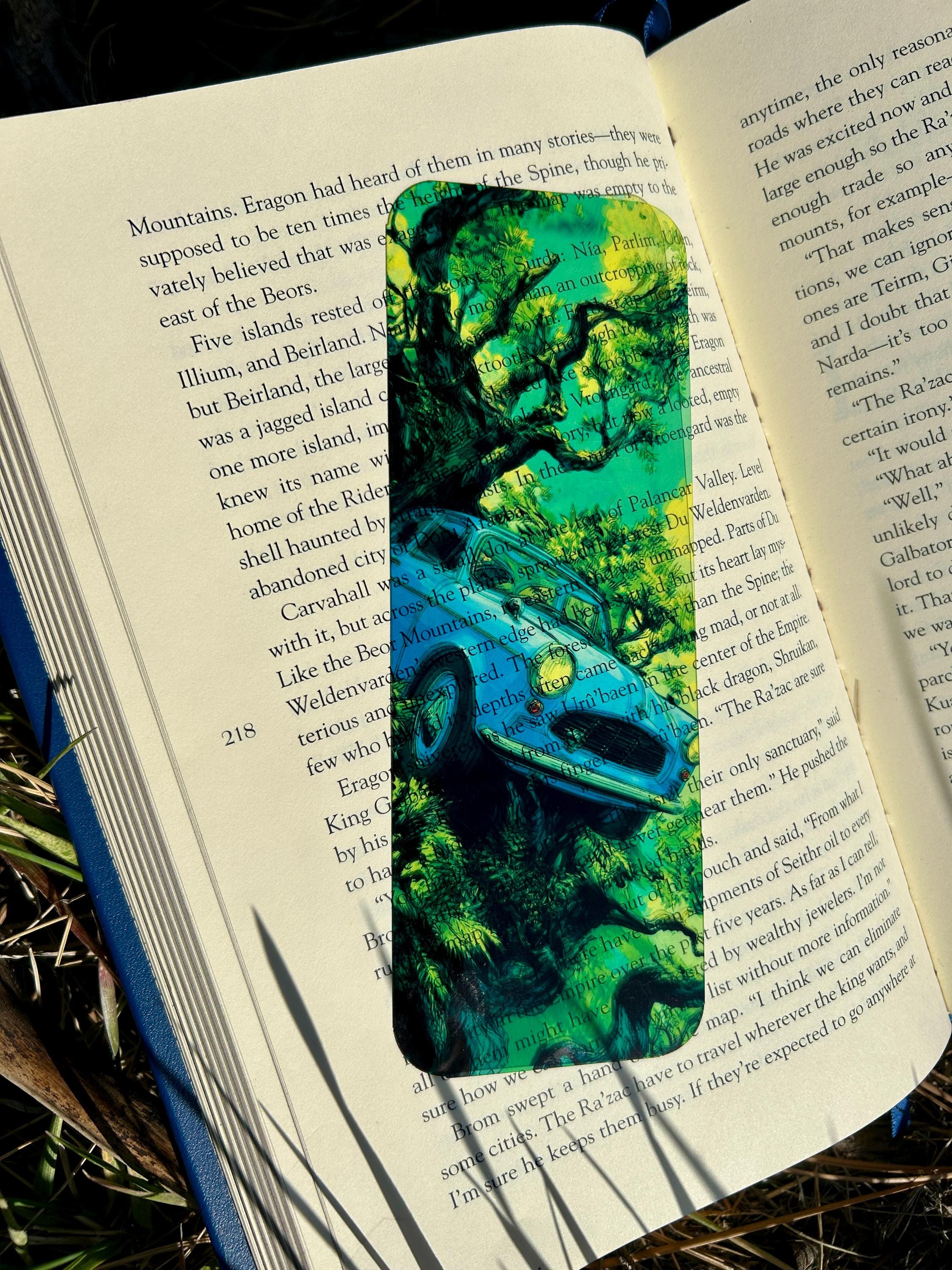 Wizard Flying Car Tree Suncatcher Bookmark, Whimsical Magic Car in Tree Design, Fantasy Adventure Bookmark, Enchanted Forest Scene