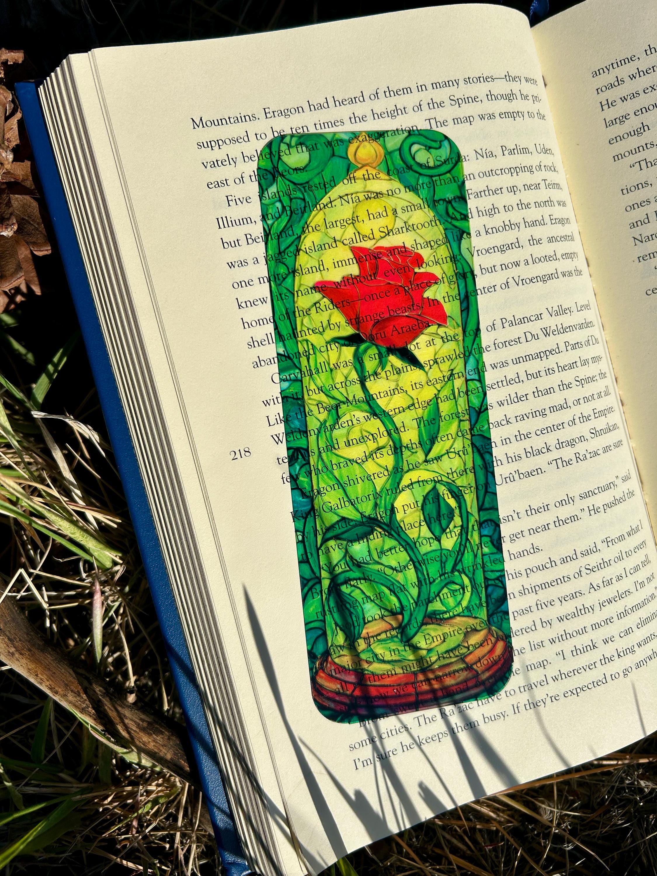 Enchanted Rose: Suncatcher Bookmark Beauty Stained-Glass Style Bookmark Beast Belle