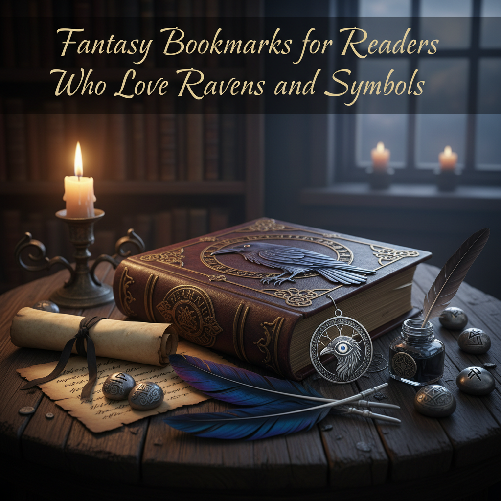 Fantasy Bookmarks for Readers Who Love Ravens and Symbols