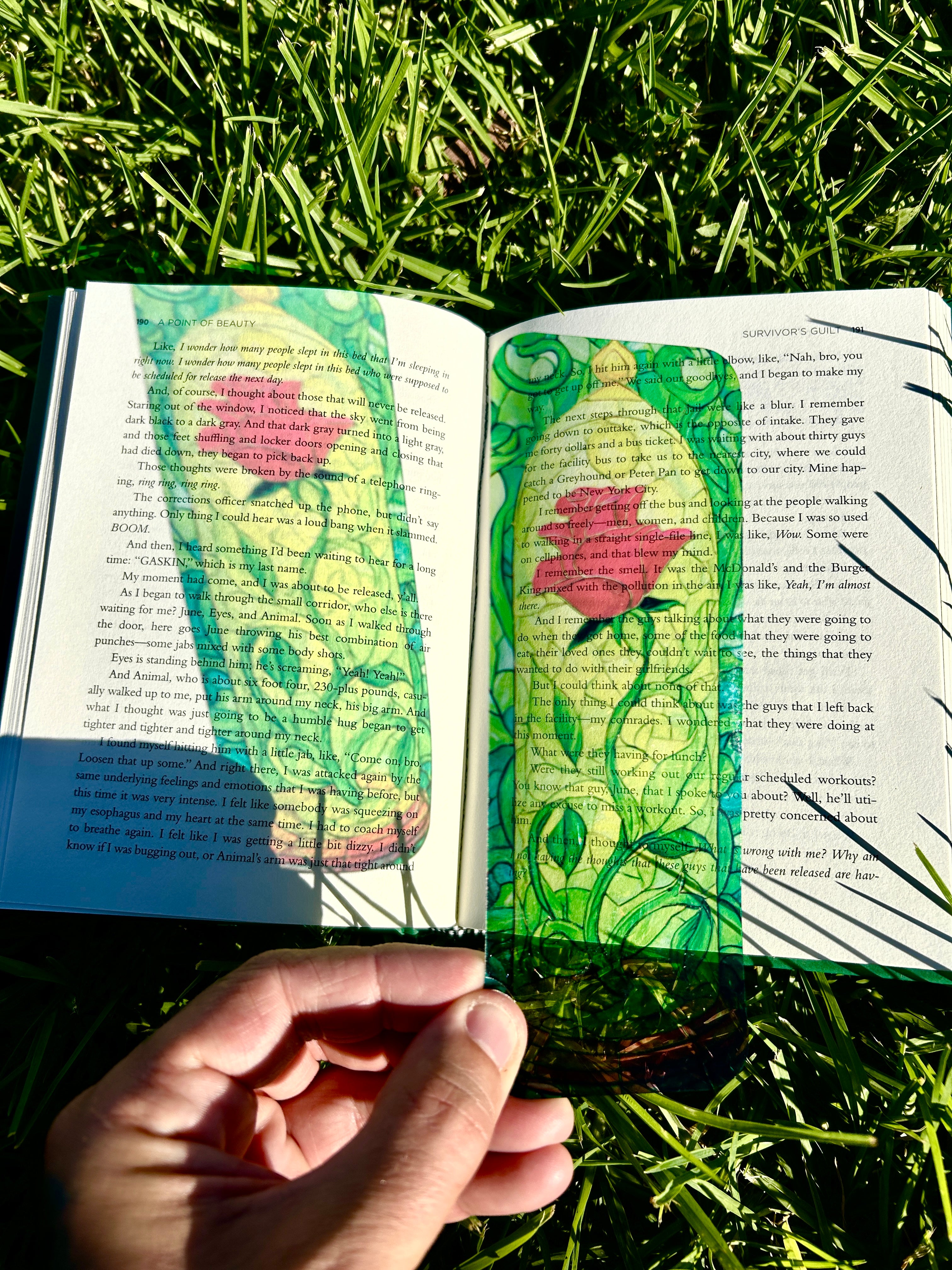 Enchanted Rose: Suncatcher Bookmark Beauty Stained-Glass Style Bookmark Beast Belle