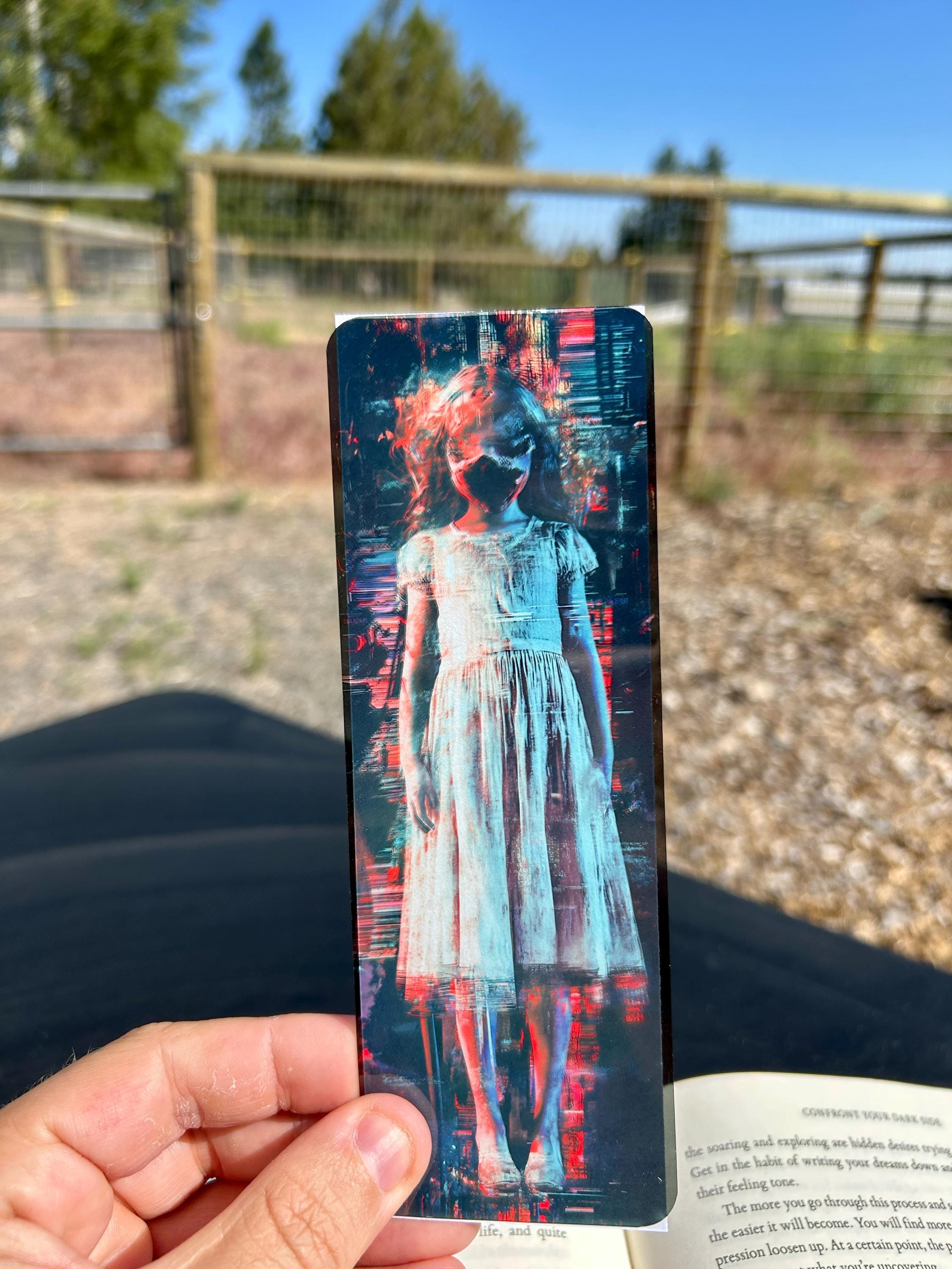 Translucent Horror Bookmark – Annabelle-Inspired Bookmark – Surreal Scary Gift for Readers – Darkcore Bookmark