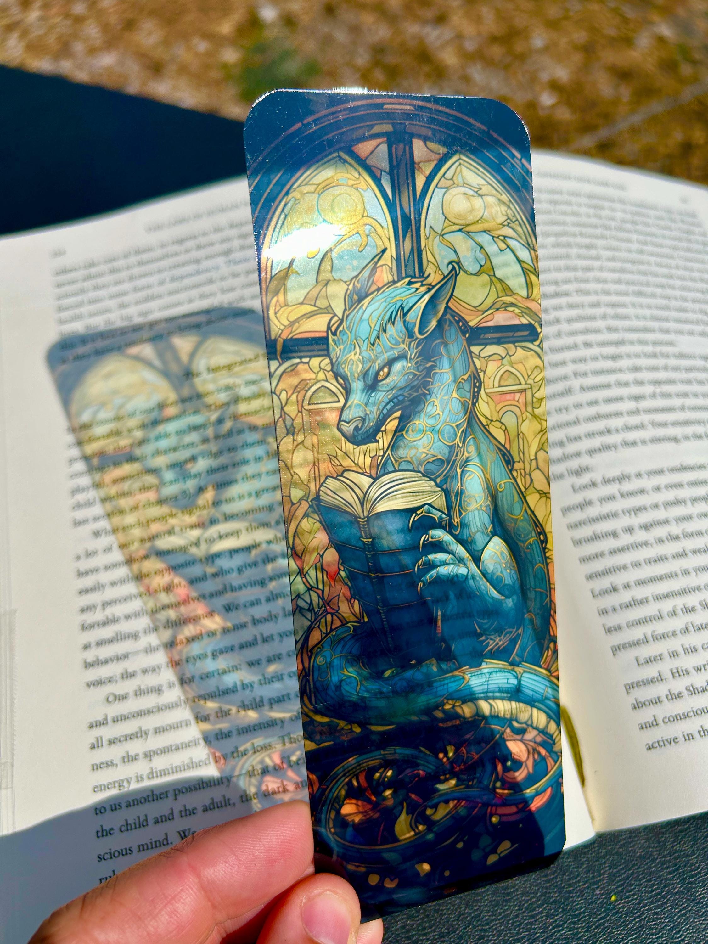 Dragon Stained Glass Bookmark, Fantasy Book Reader Gift, Transparent Magical Book Accessories, Fantasy Book Club Birthday Gift Idea
