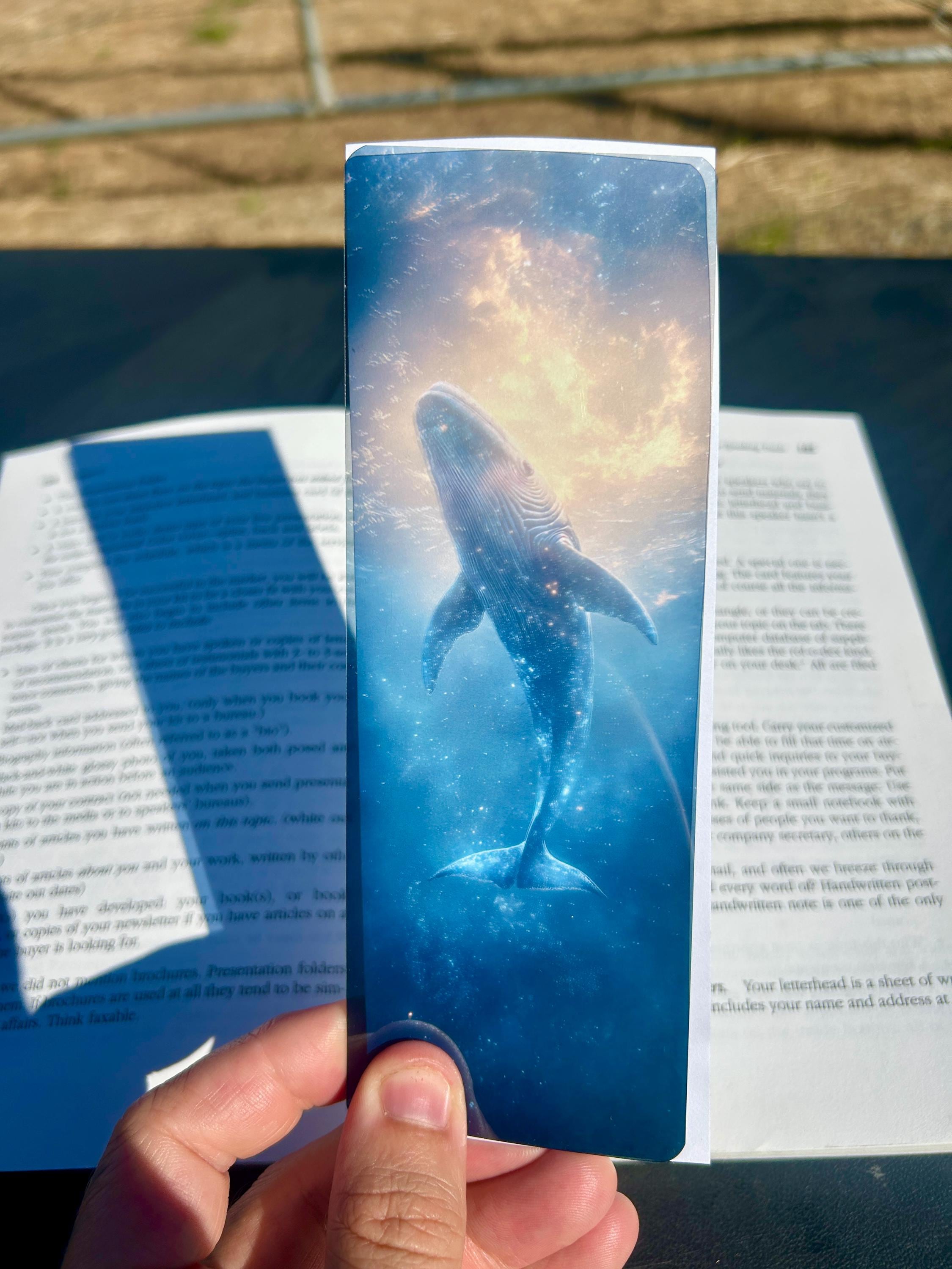 Whale Bookmark – Bioluminescent Ocean Glow | Dreamy Galaxy Sea Creature Art | Fantasy Animal Gift for Book Lovers