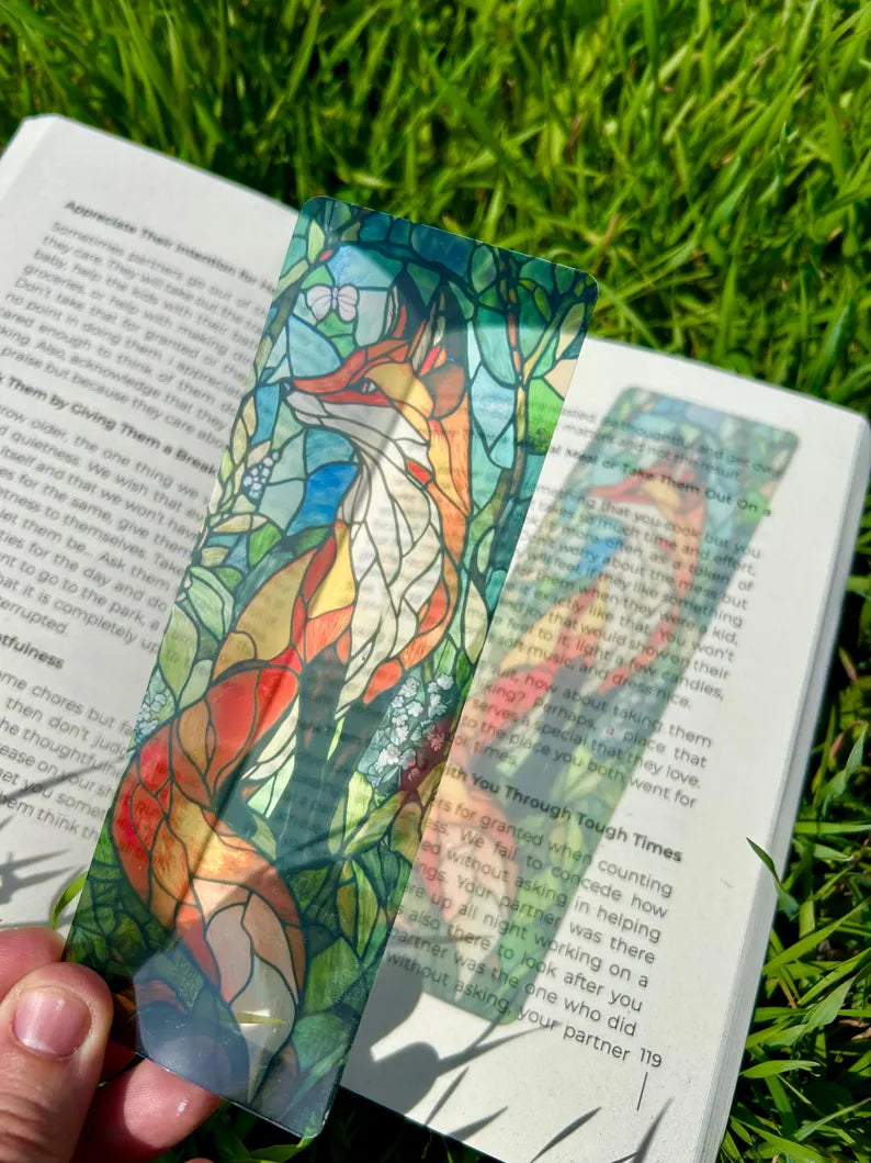 Stained Glass Fox Bookmark - Handcrafted Fox Design, Colorful Nature-Inspired Bookmark, Unique Gift for Animal Lovers, Fox Lover, Vintage