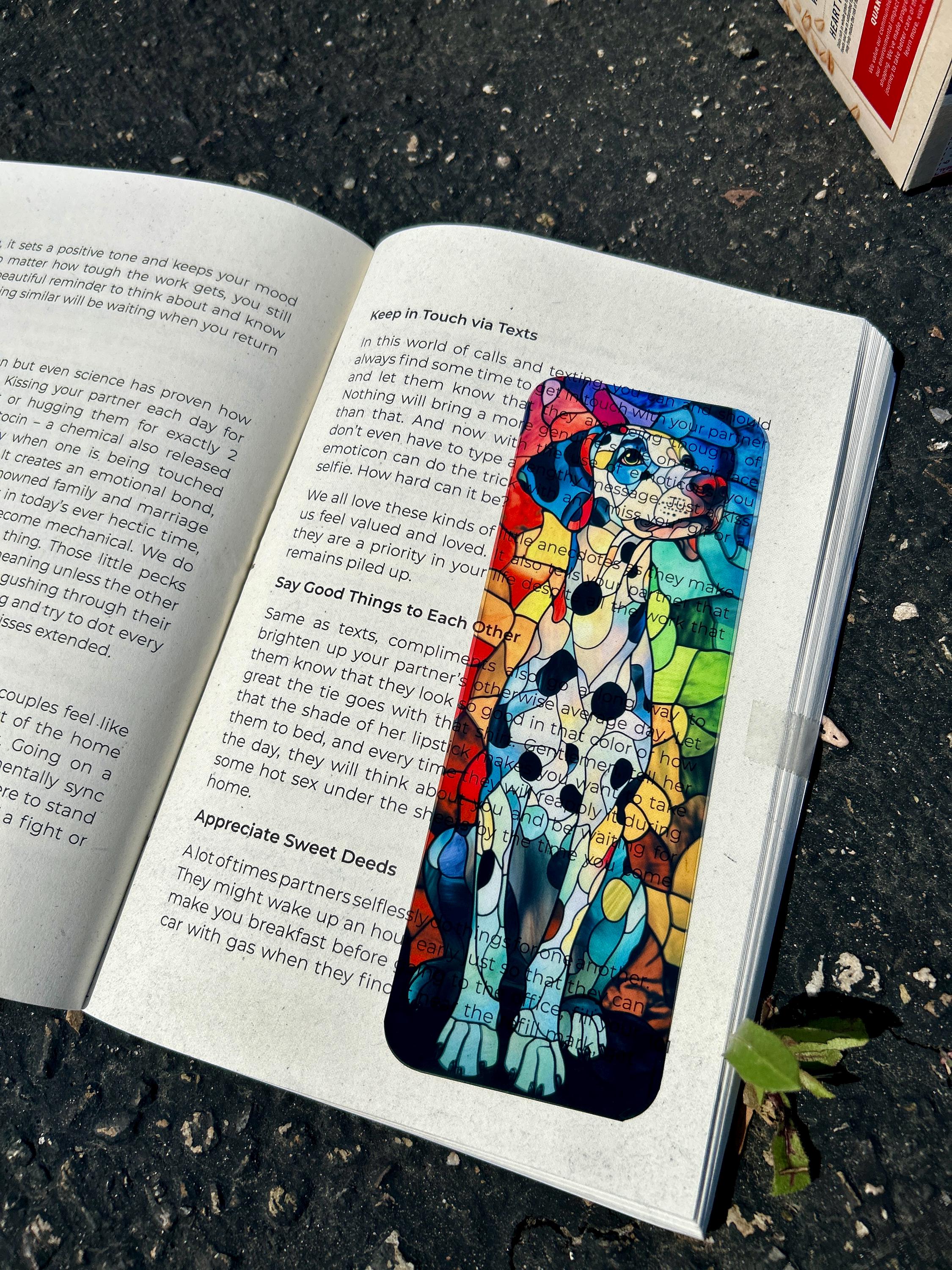 Stained Glass Dalmatian Bookmark – Elegant Dog Art, Perfect Gift for Dalmatian Lovers and Book Enthusiasts