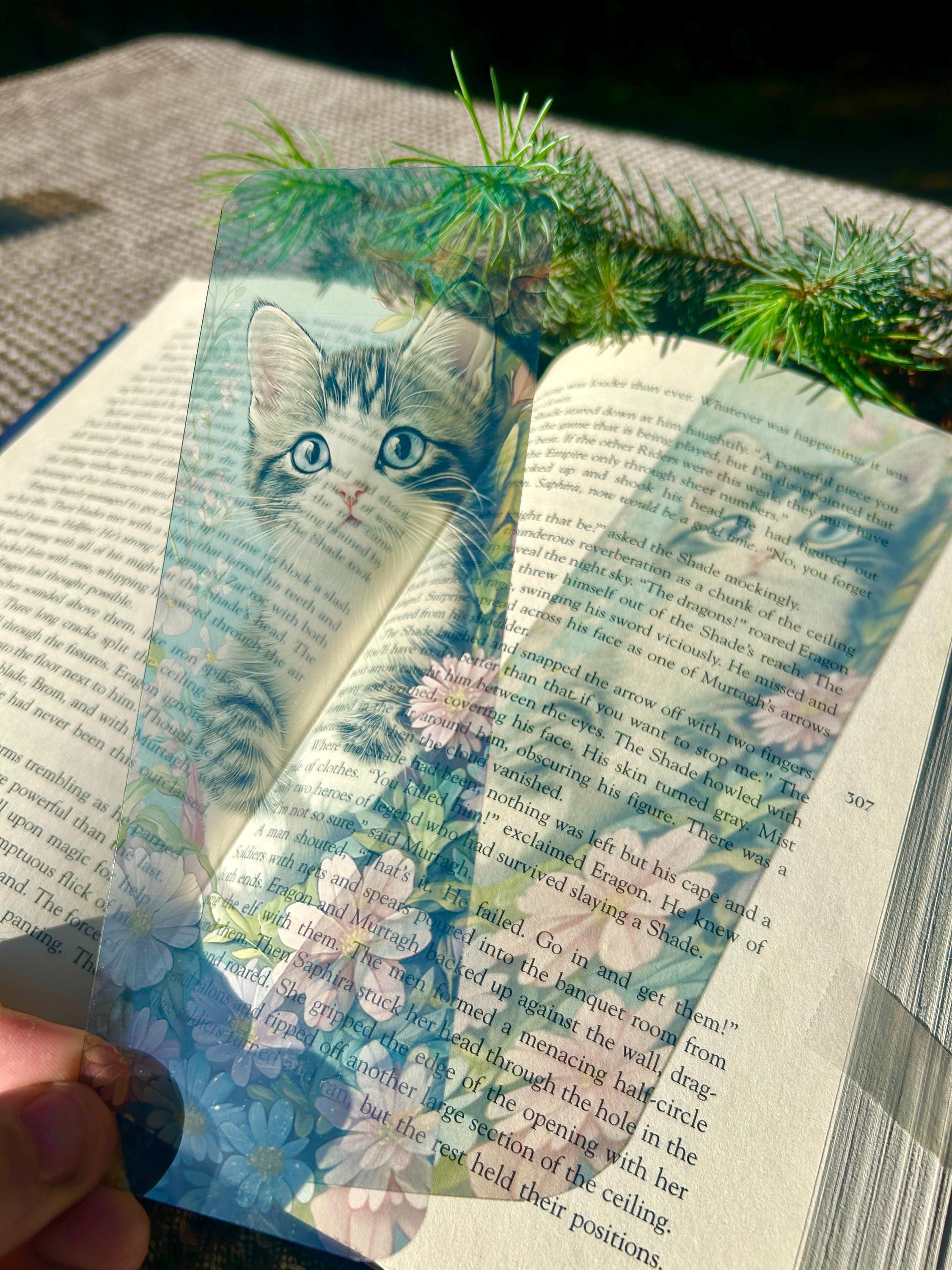 Cute Kitten in Pastel Garden Bookmark – Whimsical Cat and Flower Book Accessory for Readers