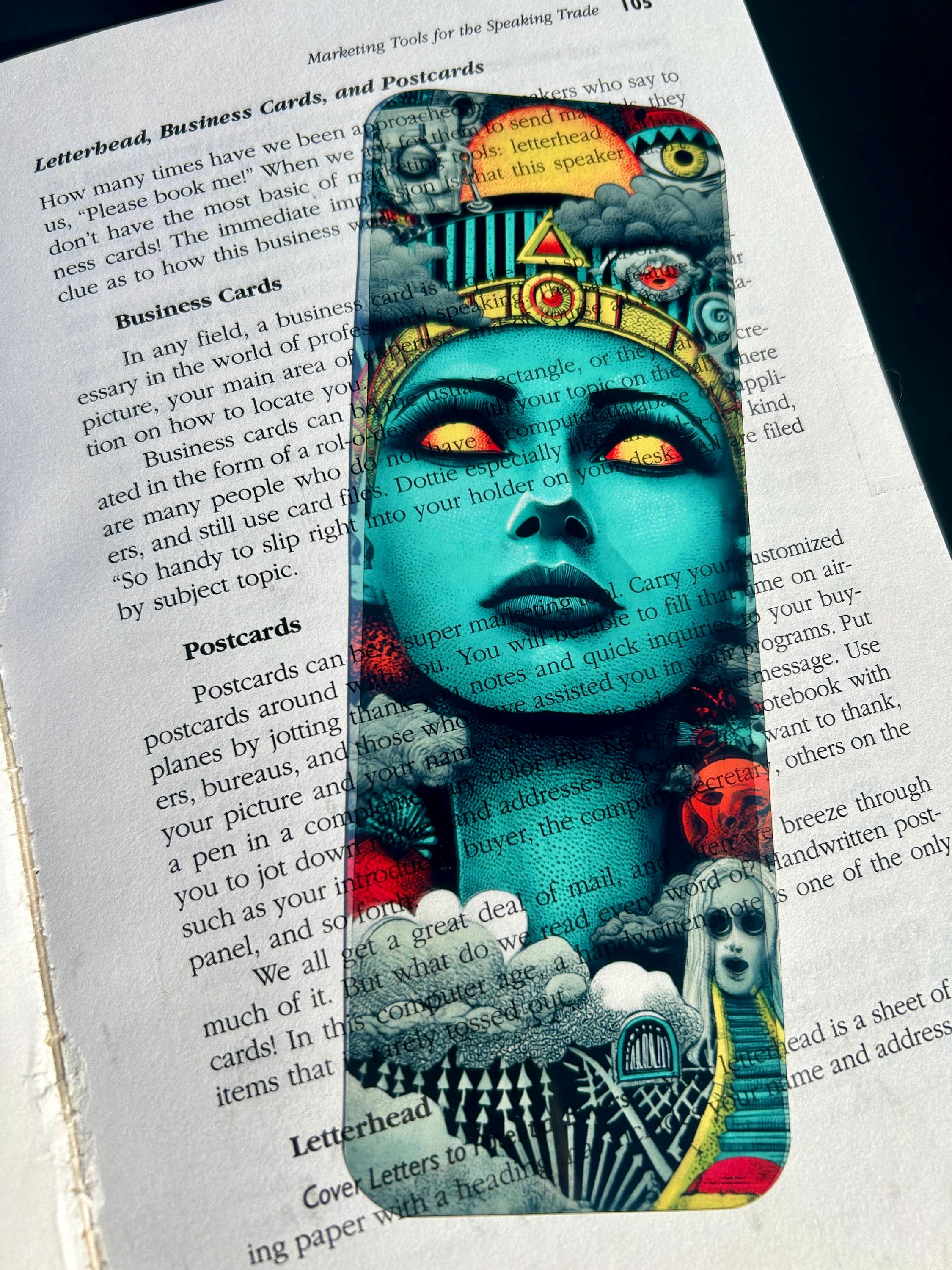 Egyptian Queen Bookmark under Celestial Sky – Mystical Fantasy Art for Myth Readers, Spiritual Seekers, and Book Lovers