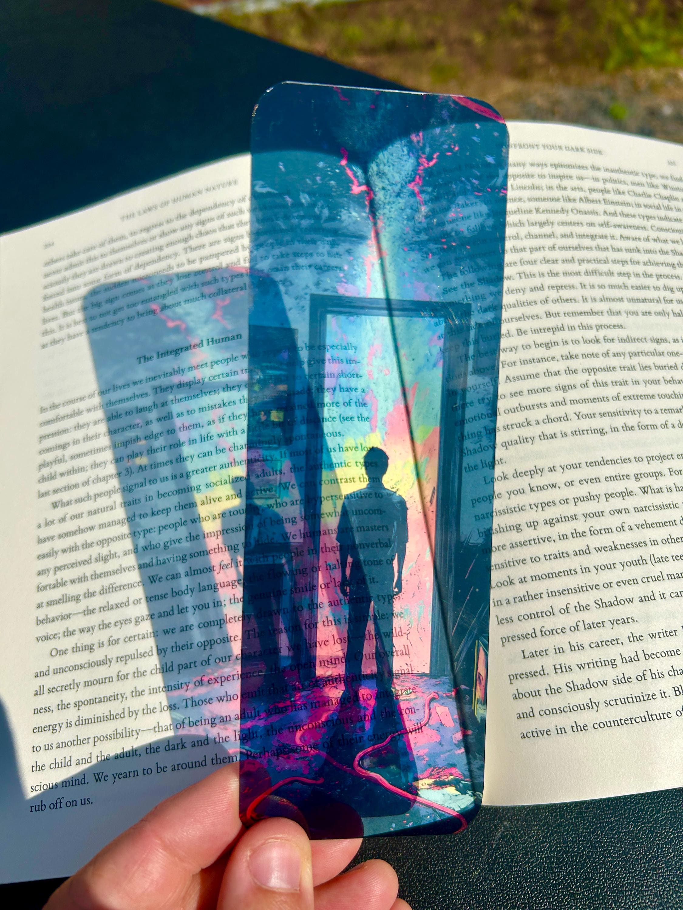 Norman Bates Surreal Explosion Bookmark – Shattering in Neon Vortex | Abstract Horror Bookmark for Thriller & Film Fans