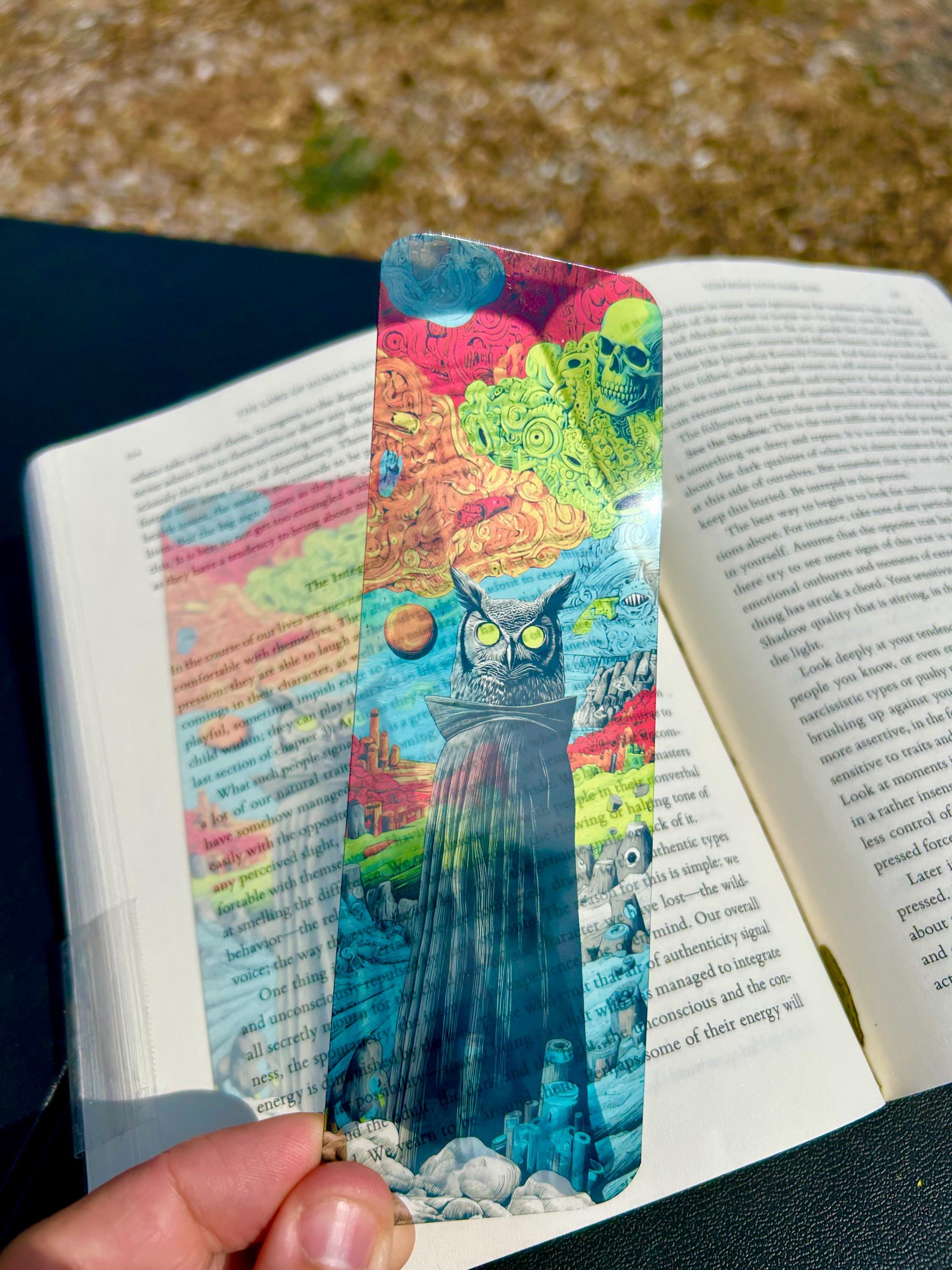 Psychedelic Owl Wizard Bookmark – Owl Professor | Trippy Fantasy Bookmark